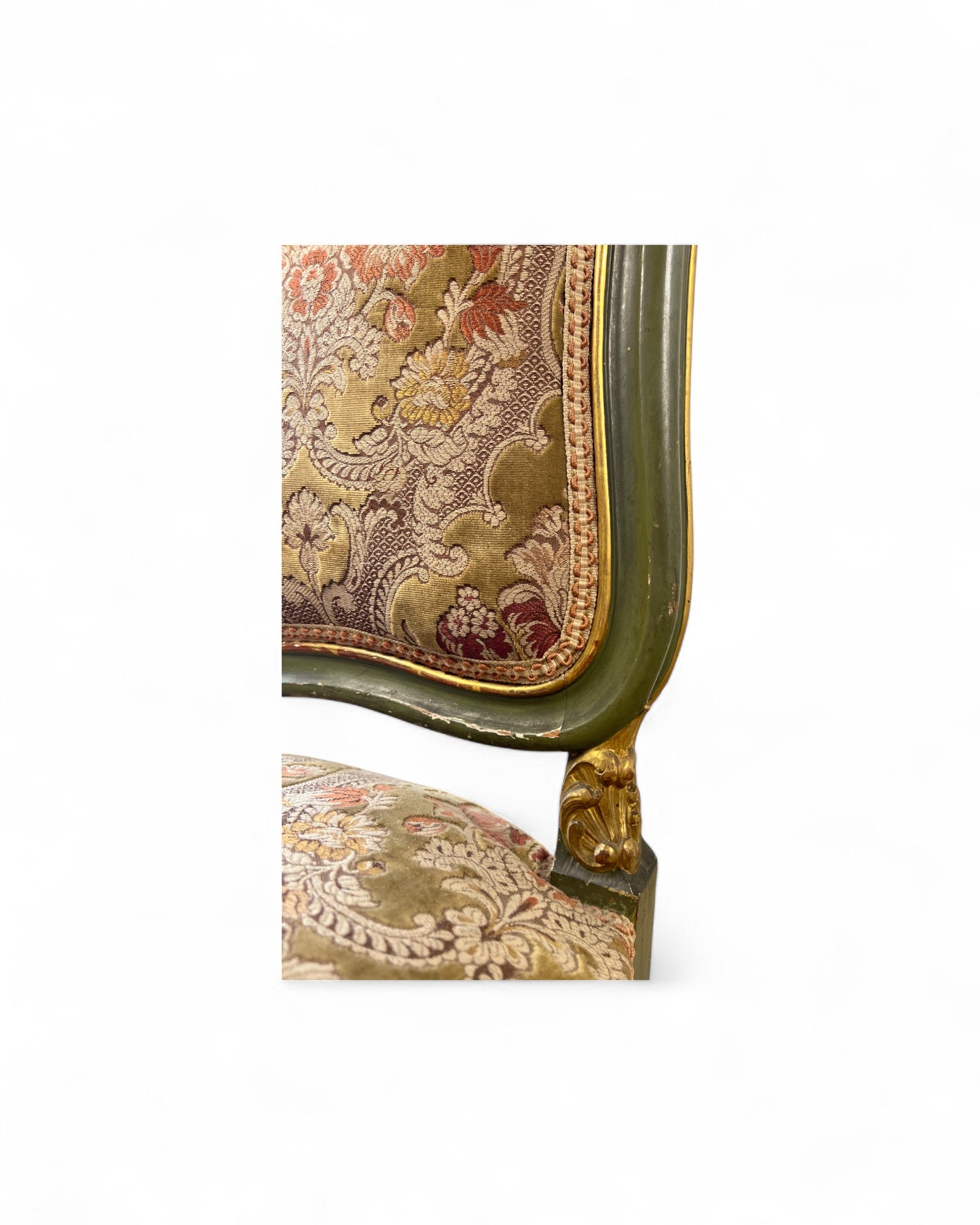 Olive Louis XV Floral Side Chairs