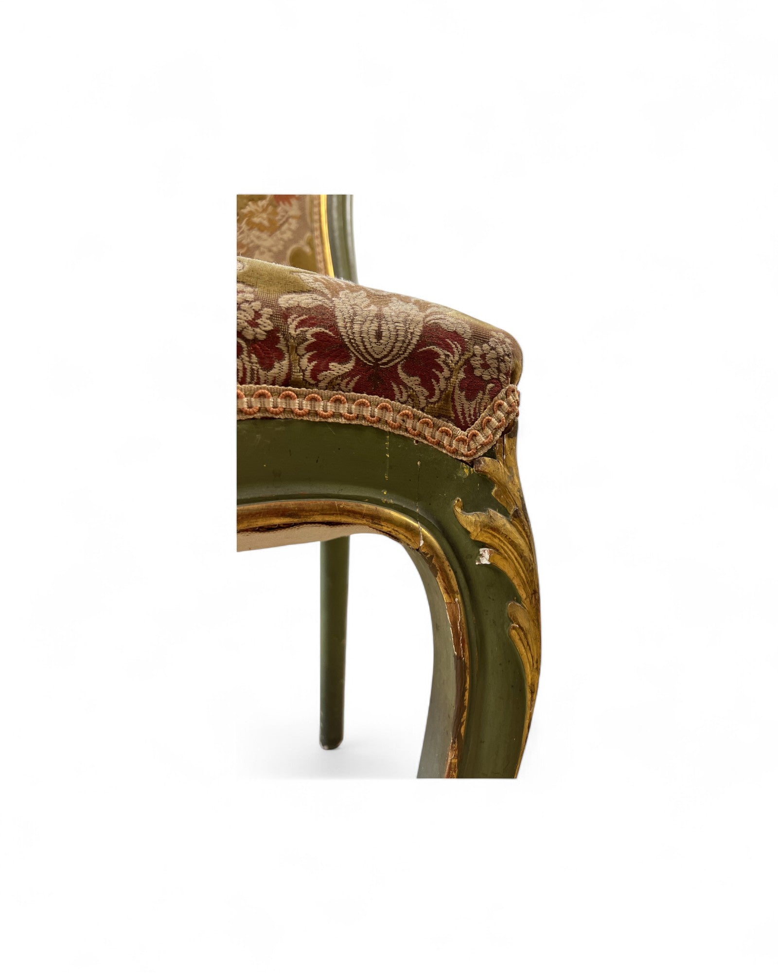 Olive Louis XV Floral Side Chairs - Set of 2