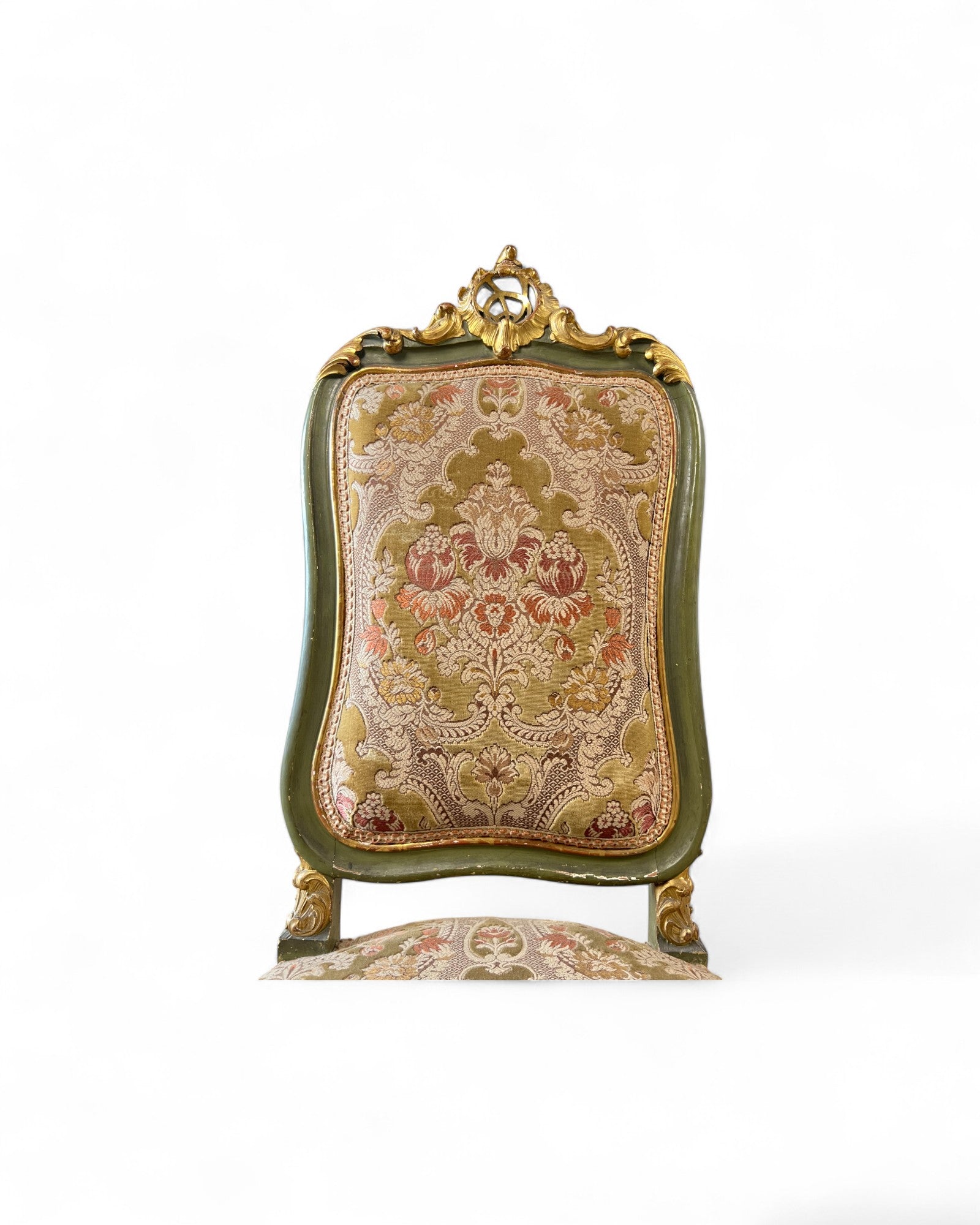 Olive Louis XV Floral Side Chairs