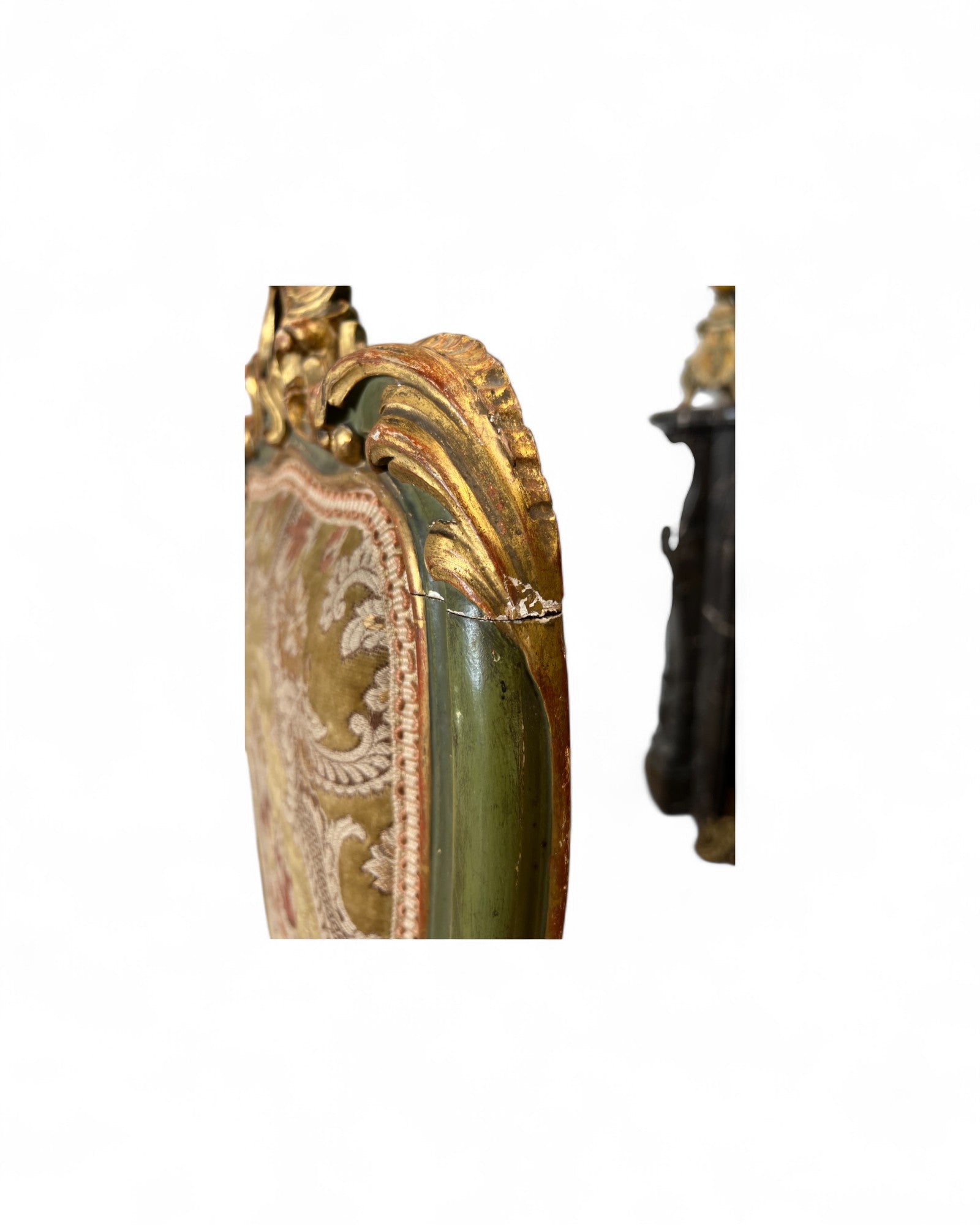 Olive Louis XV Floral Side Chairs