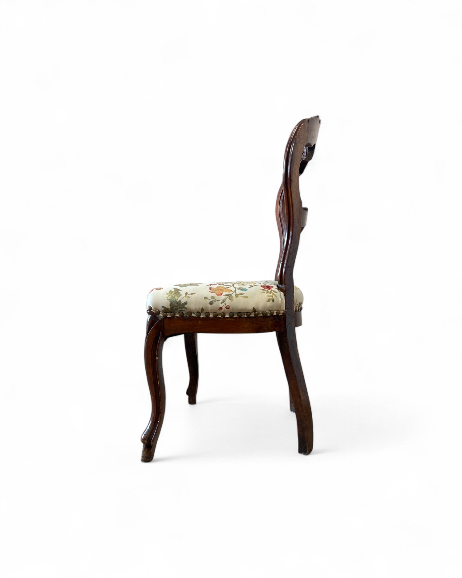 Victorian Balloon-Back Floral Dining Chairs - Set of 4