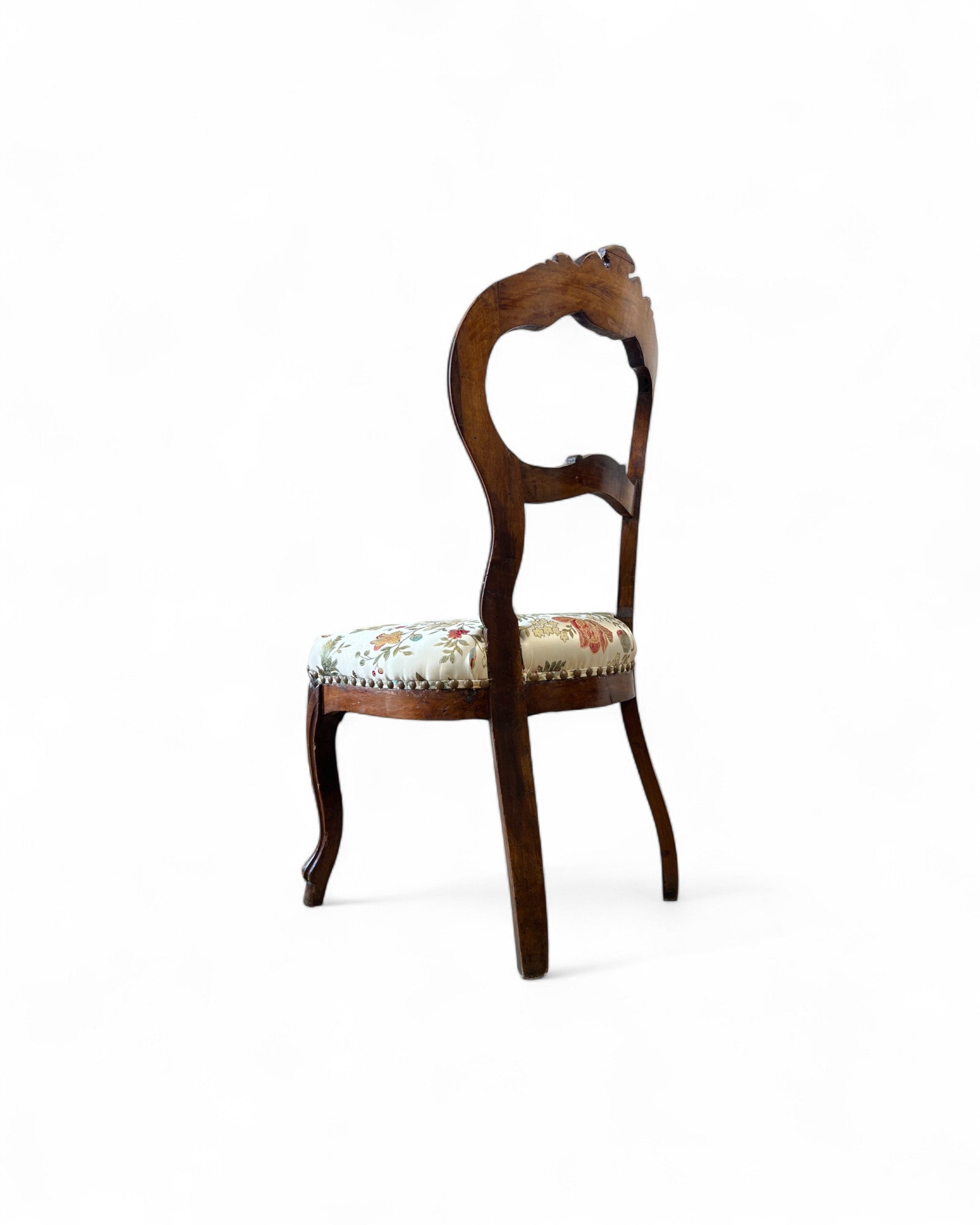 Victorian Balloon-Back Floral Dining Chairs - Set of 4