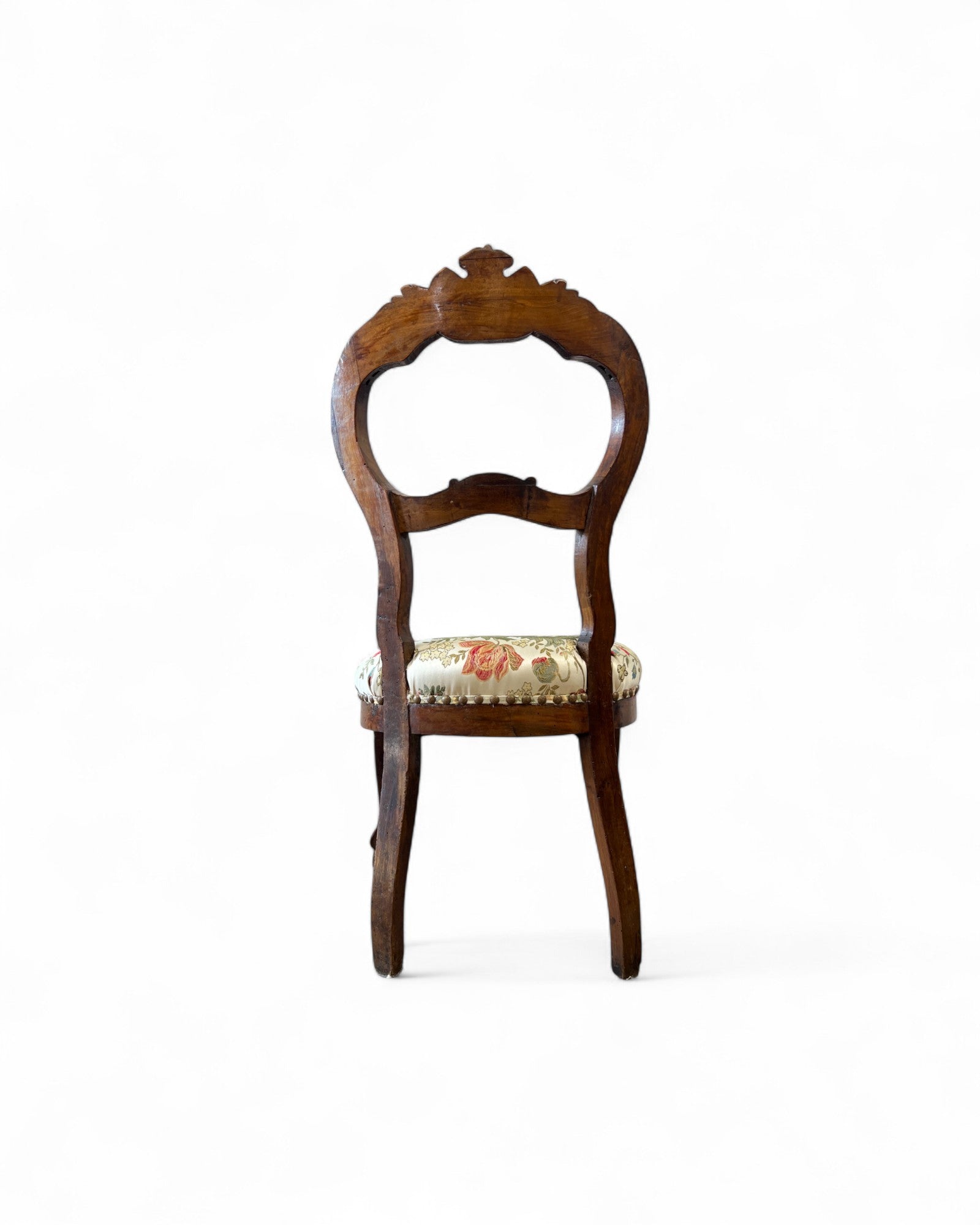 Victorian Balloon-Back Floral Dining Chairs - Set of 4