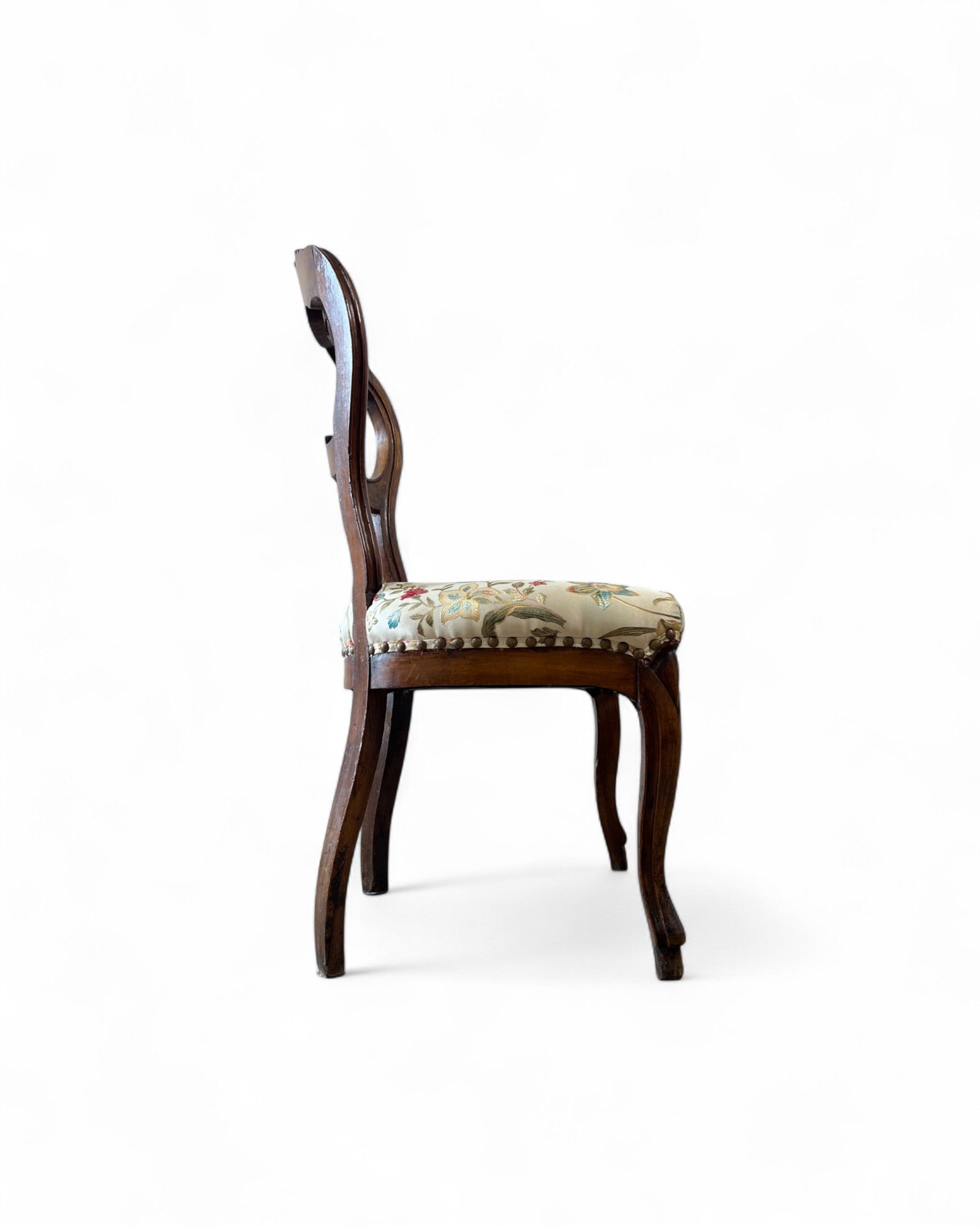 Victorian Balloon-Back Floral Dining Chairs - Set of 4