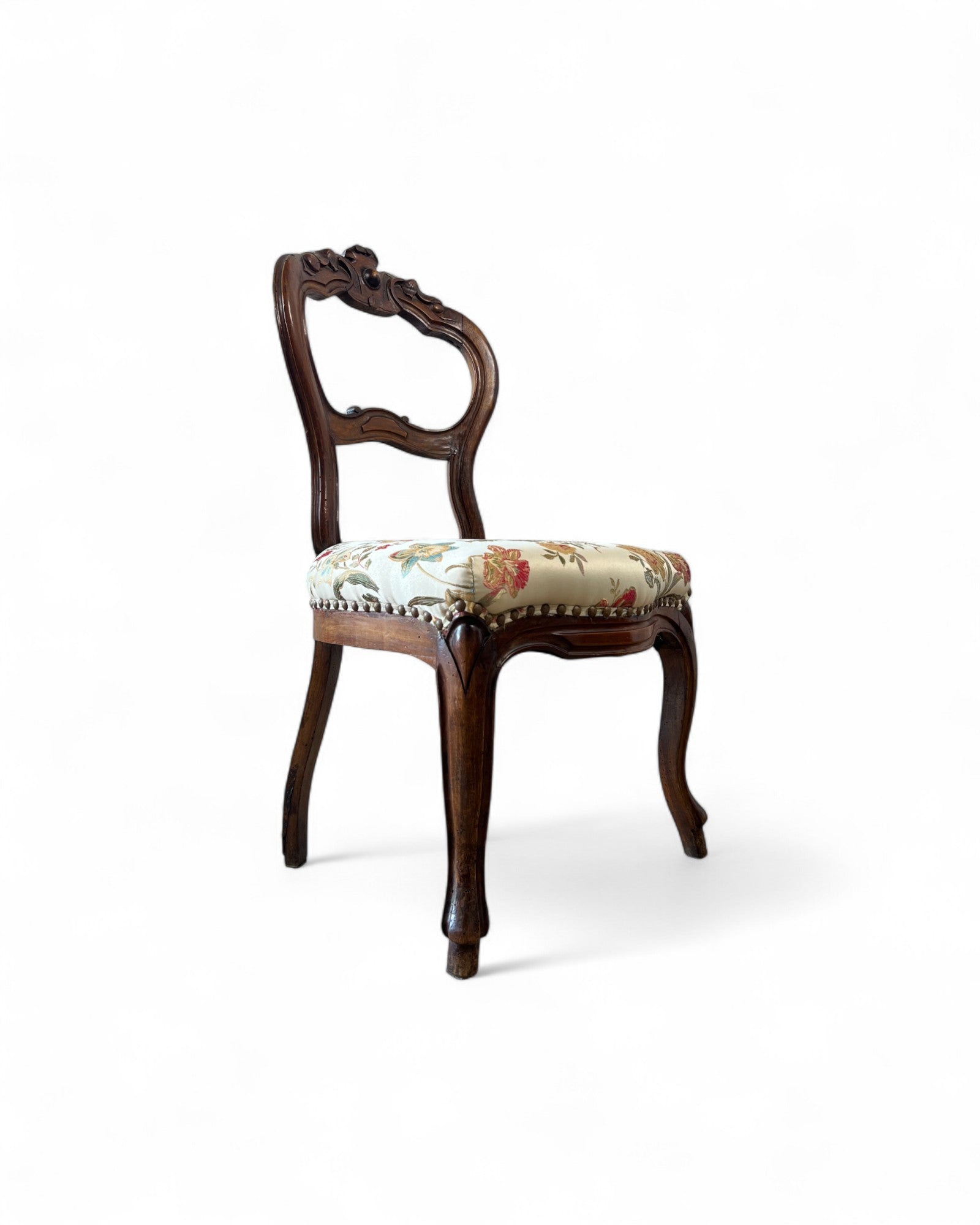 Victorian Balloon-Back Floral Dining Chairs - Set of 4