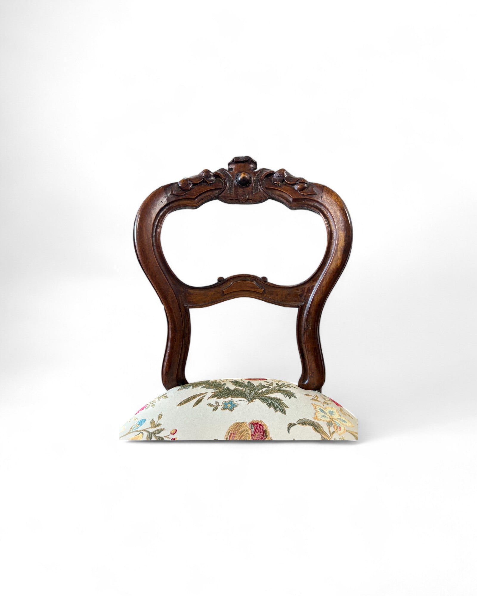 Victorian Balloon-Back Floral Dining Chairs - Set of 4