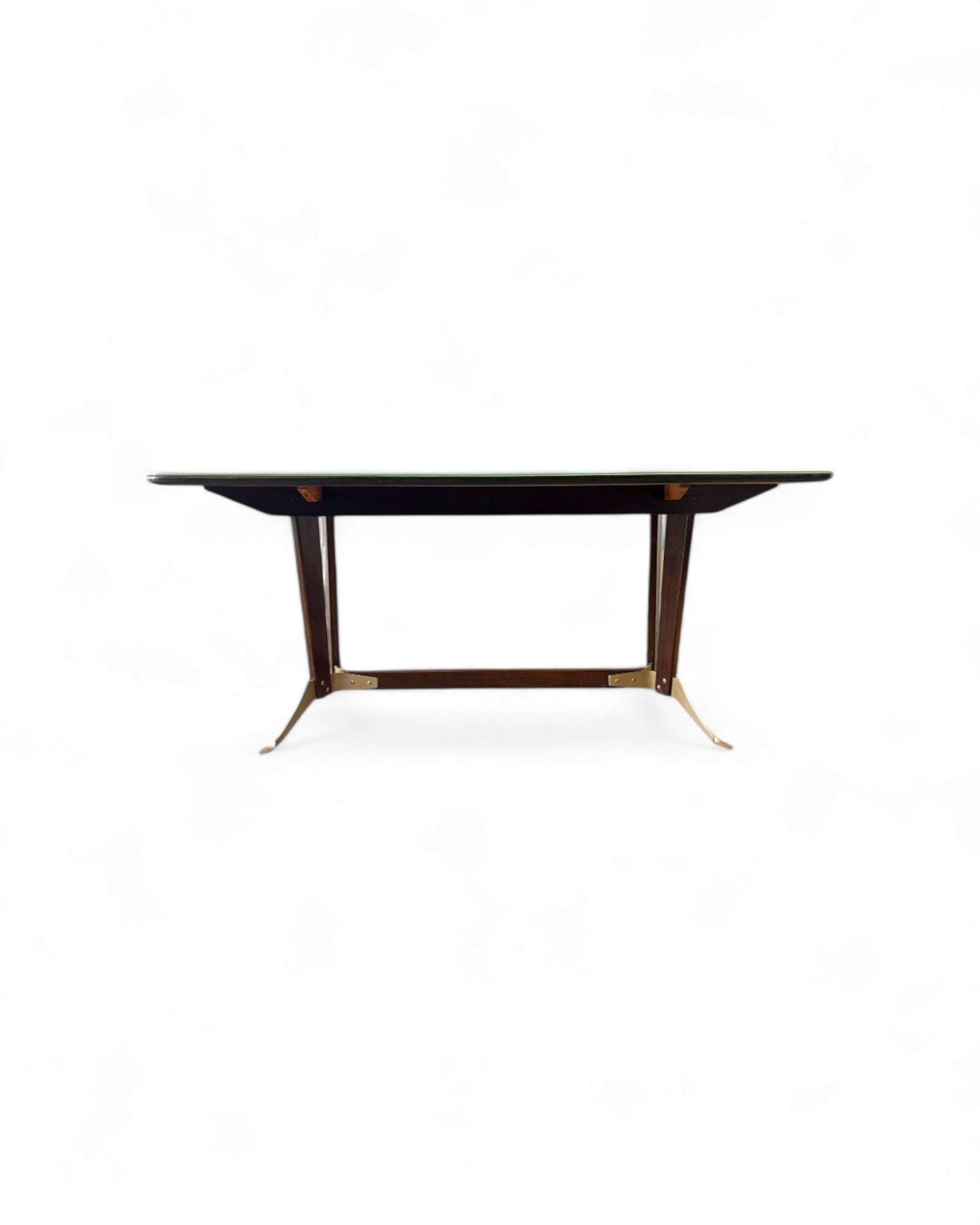 Mid-Century Italian Glass Top Dining Table in the Manner of Borsani