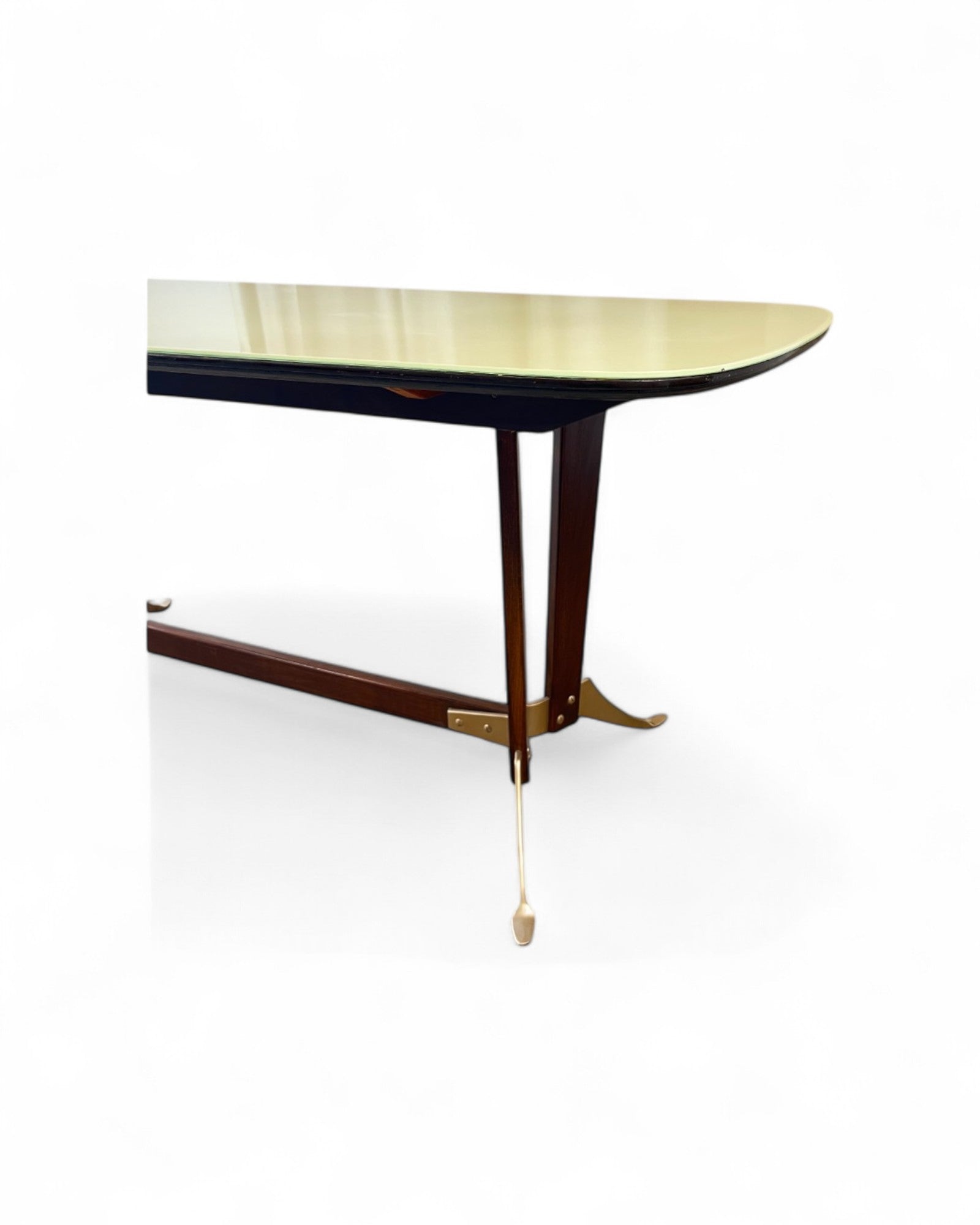 Mid-Century Italian Glass Top Dining Table in the Manner of Borsani