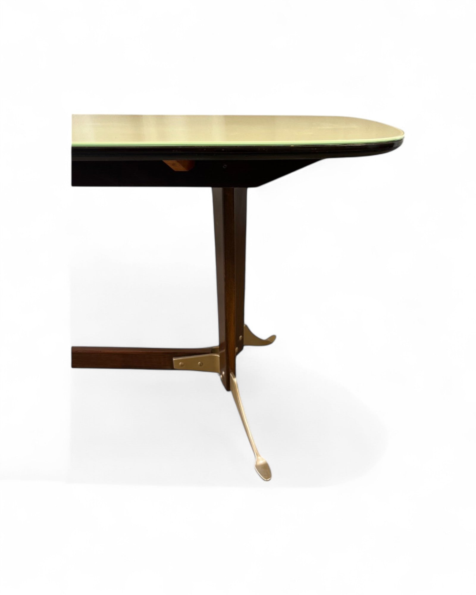 Mid-Century Italian Glass Top Dining Table in the Manner of Borsani