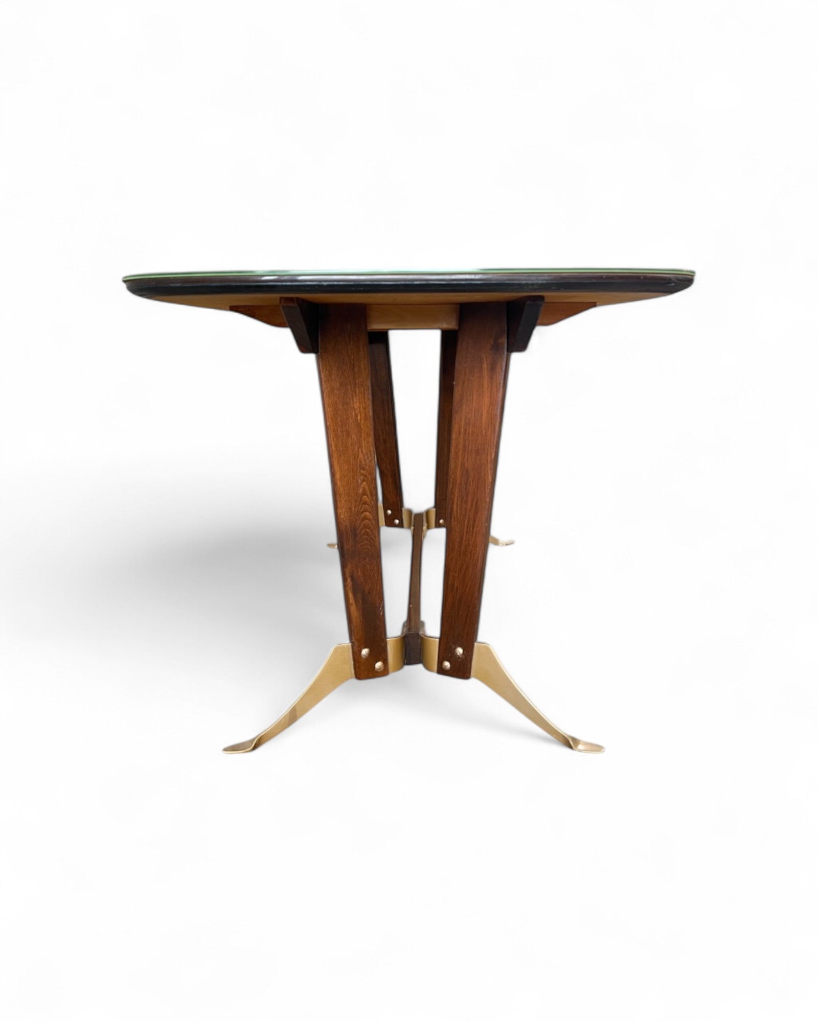 Mid-Century Italian Glass Top Dining Table in the Manner of Borsani