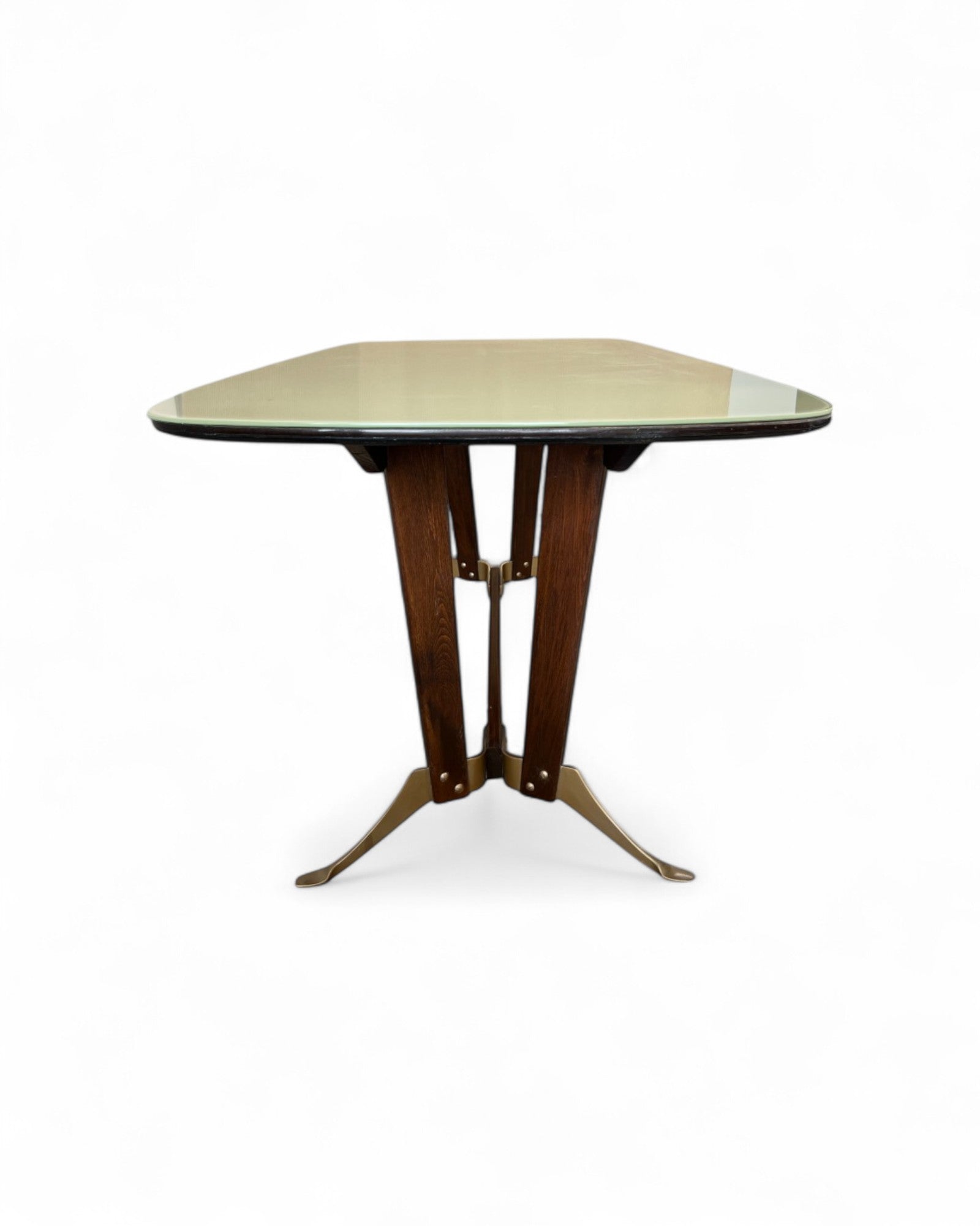 Mid-Century Italian Glass Top Dining Table in the Manner of Borsani