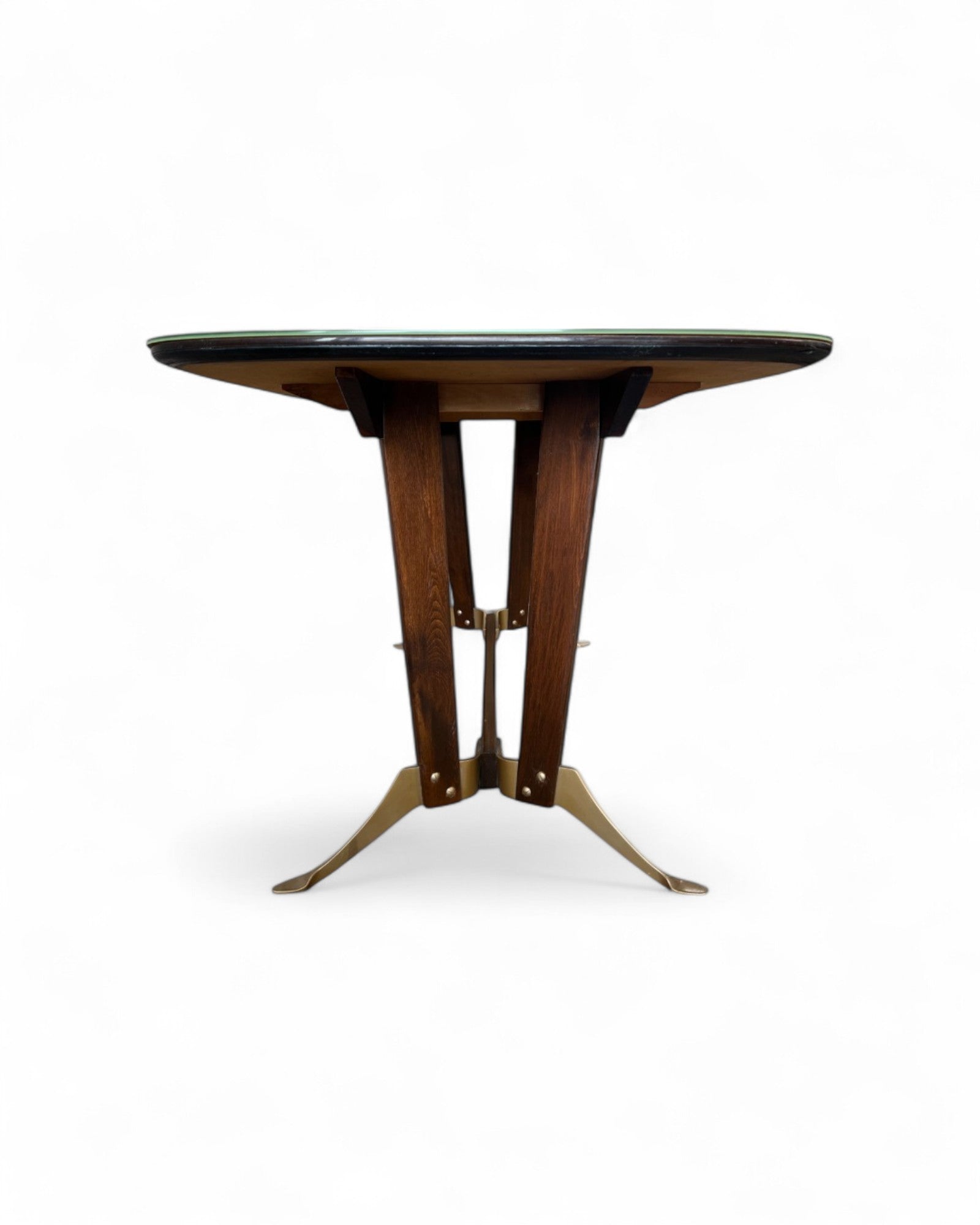 Mid-Century Italian Glass Top Dining Table in the Manner of Borsani