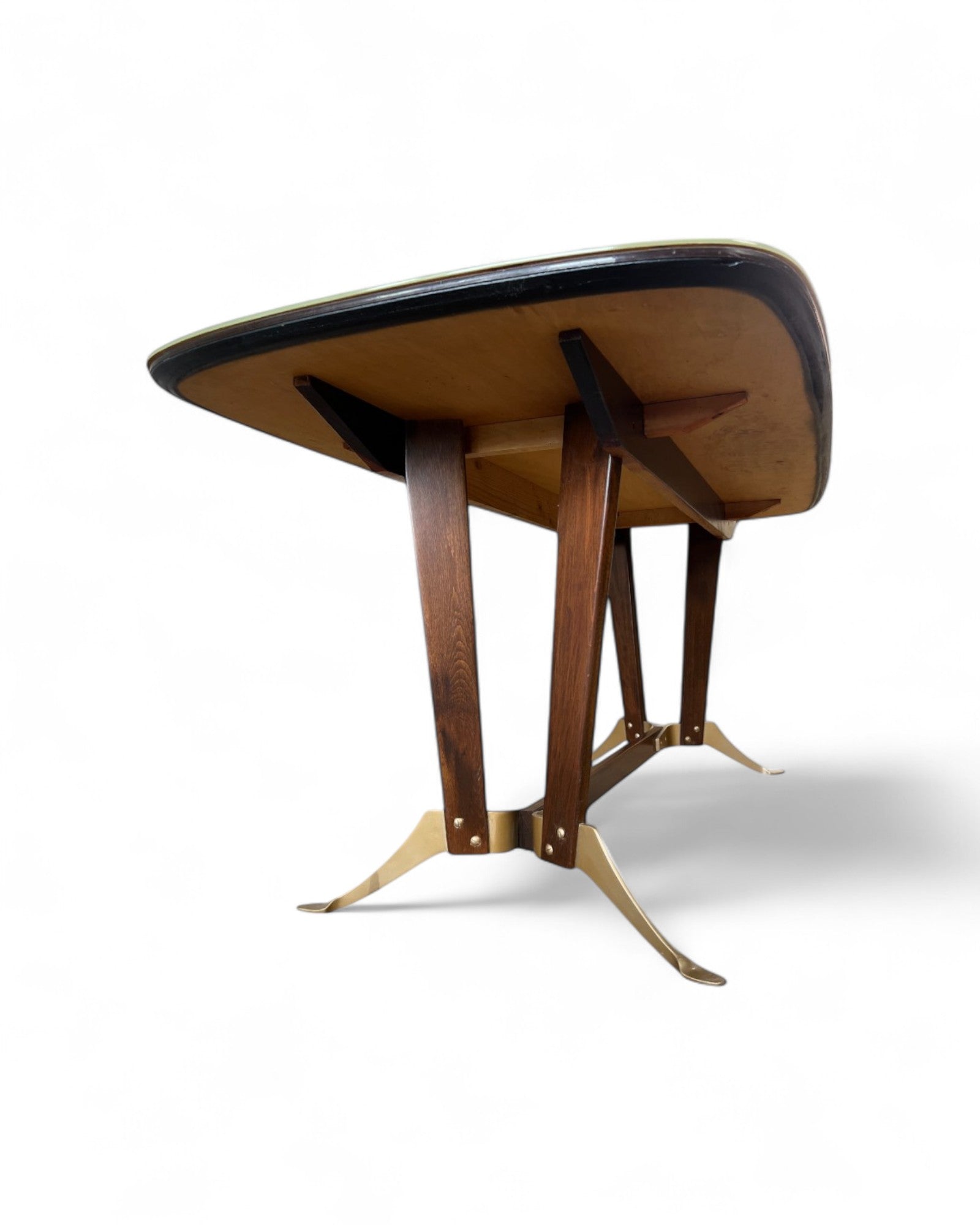 Mid-Century Italian Glass Top Dining Table in the Manner of Borsani
