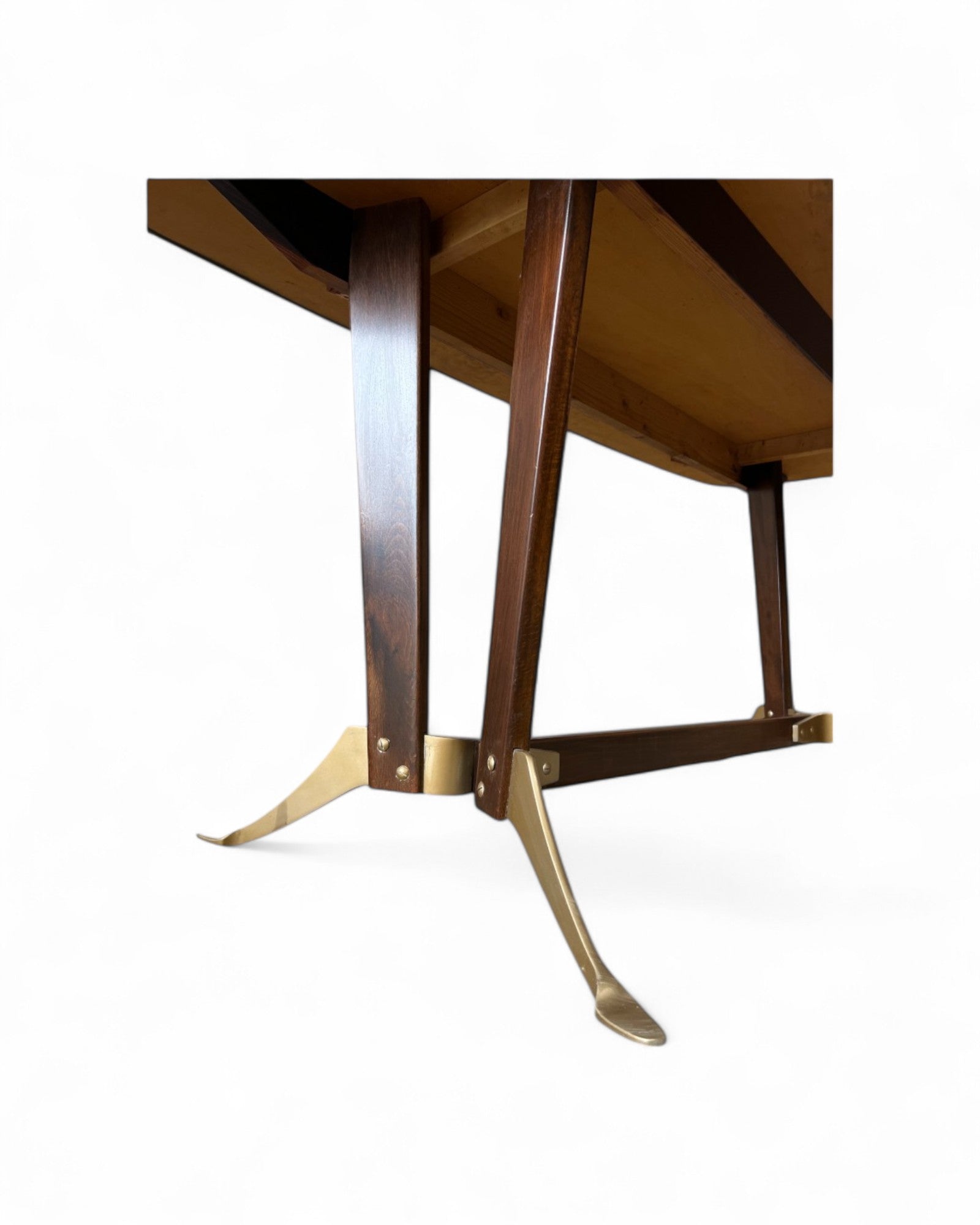 Mid-Century Italian Glass Top Dining Table in the Manner of Borsani