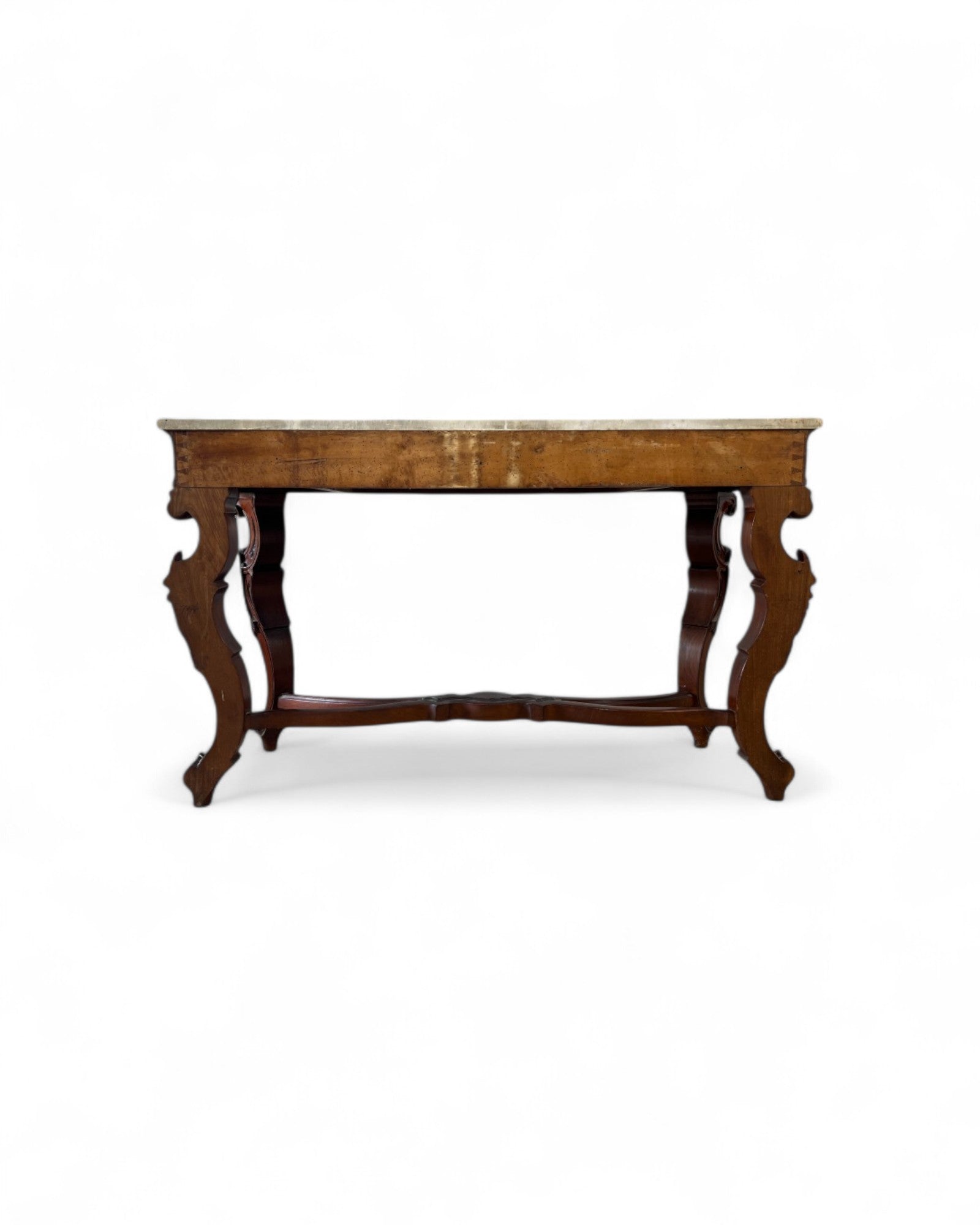 Renaissance White Marble Top Grotesque Leg Console Table