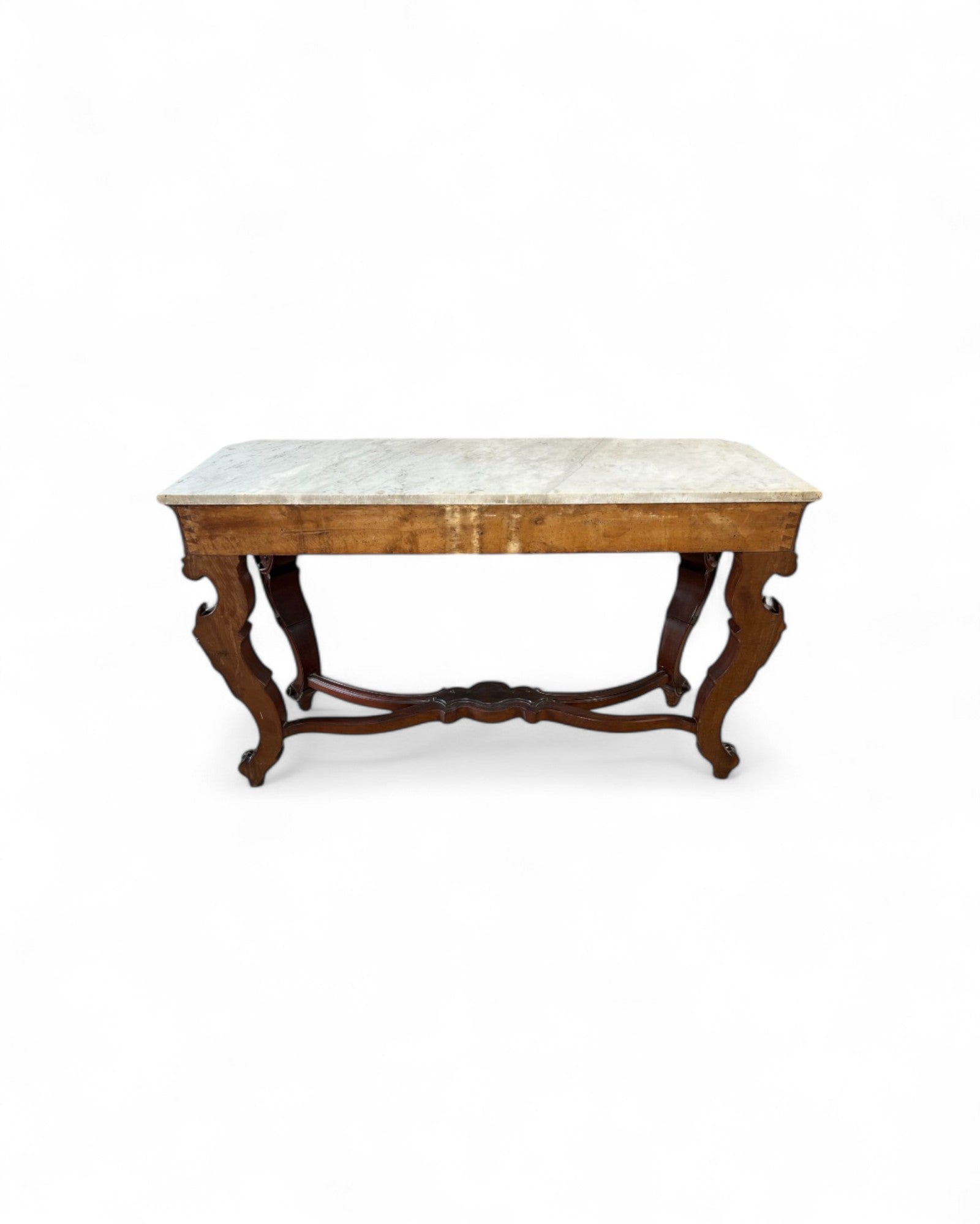 Renaissance White Marble Top Grotesque Leg Console Table