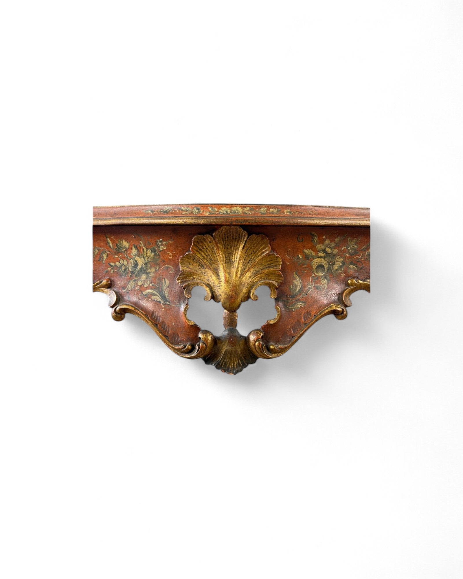 Venetian Limewood Orange Floral Console Table