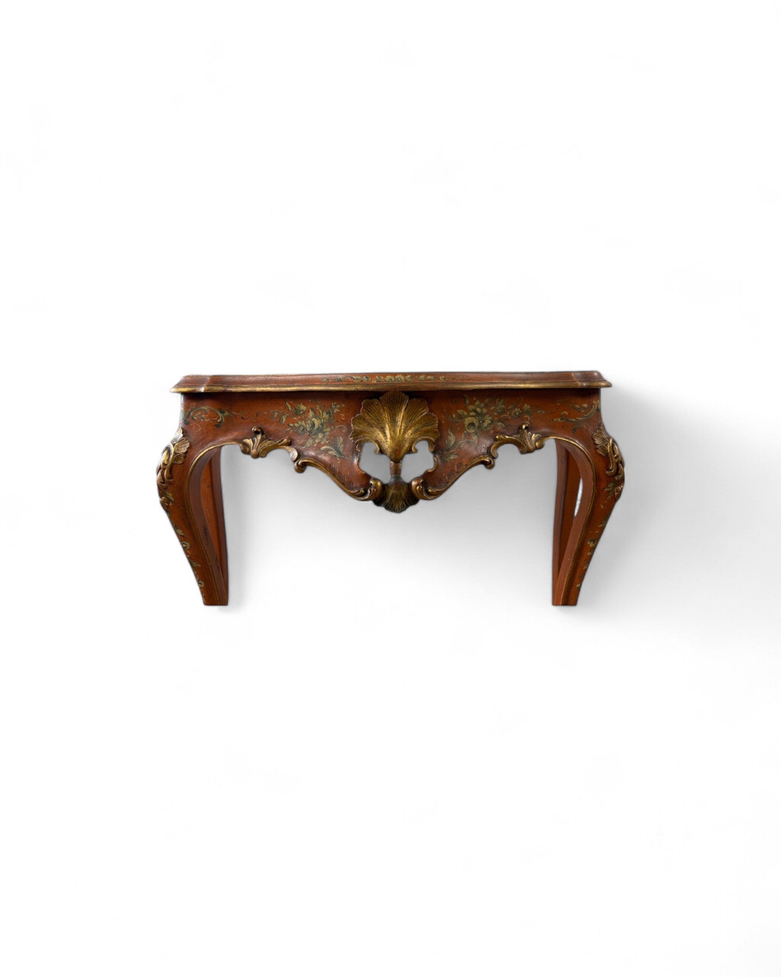 Venetian Limewood Orange Floral Console Table