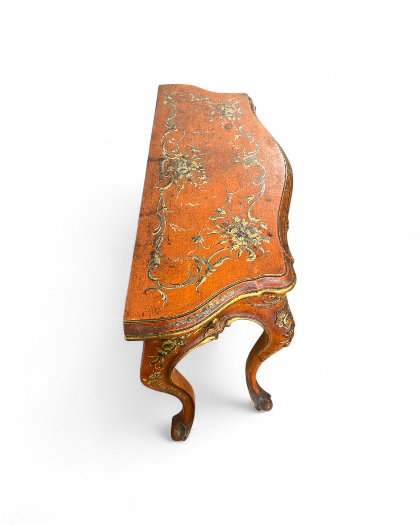 Venetian Limewood Orange Floral Console Table