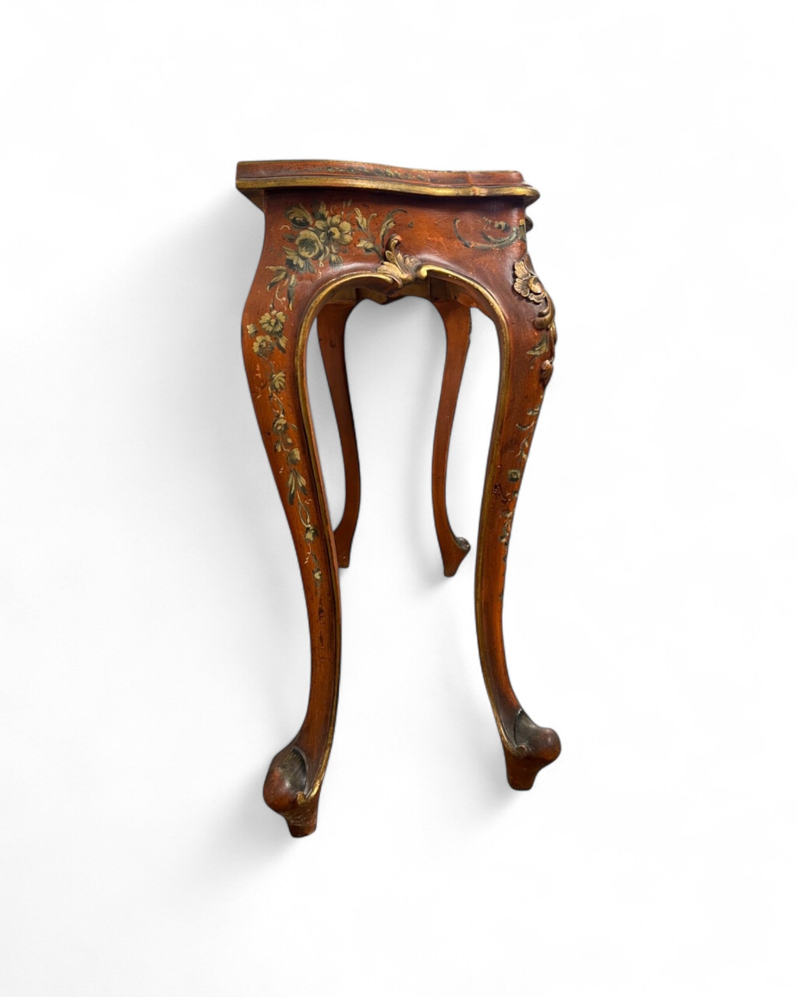 Venetian Limewood Orange Floral Console Table