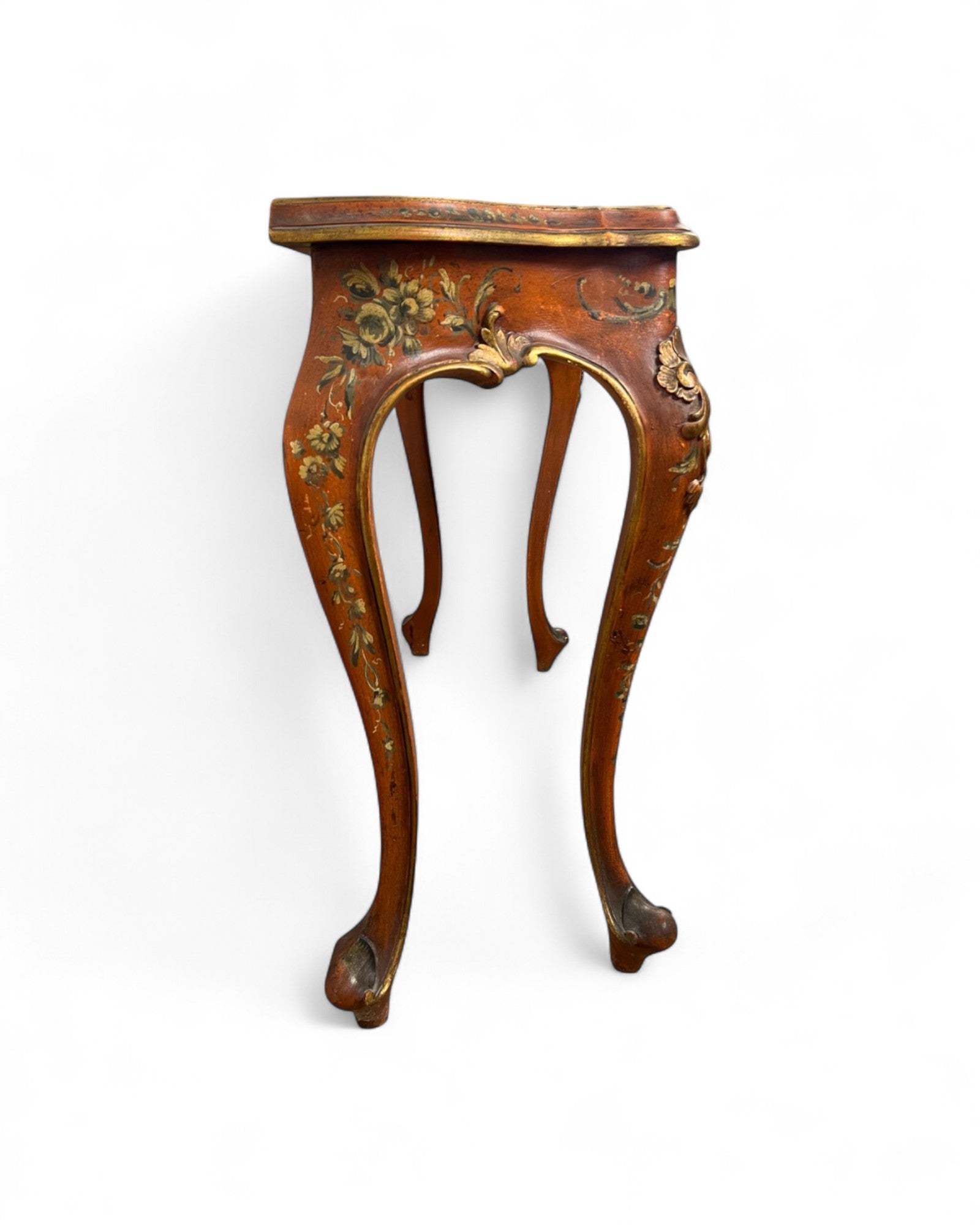 Venetian Limewood Orange Floral Console Table