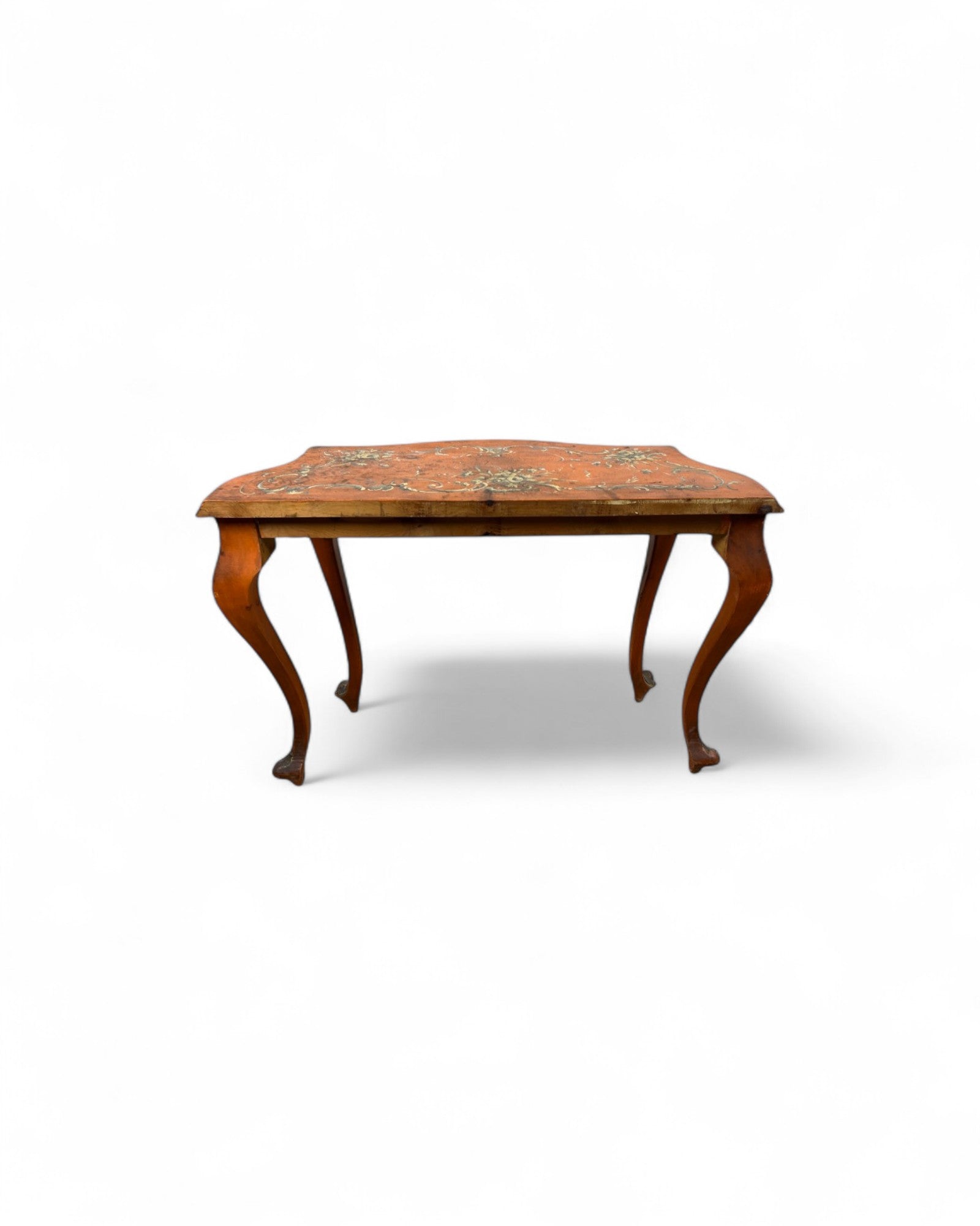 Venetian Limewood Orange Floral Console Table