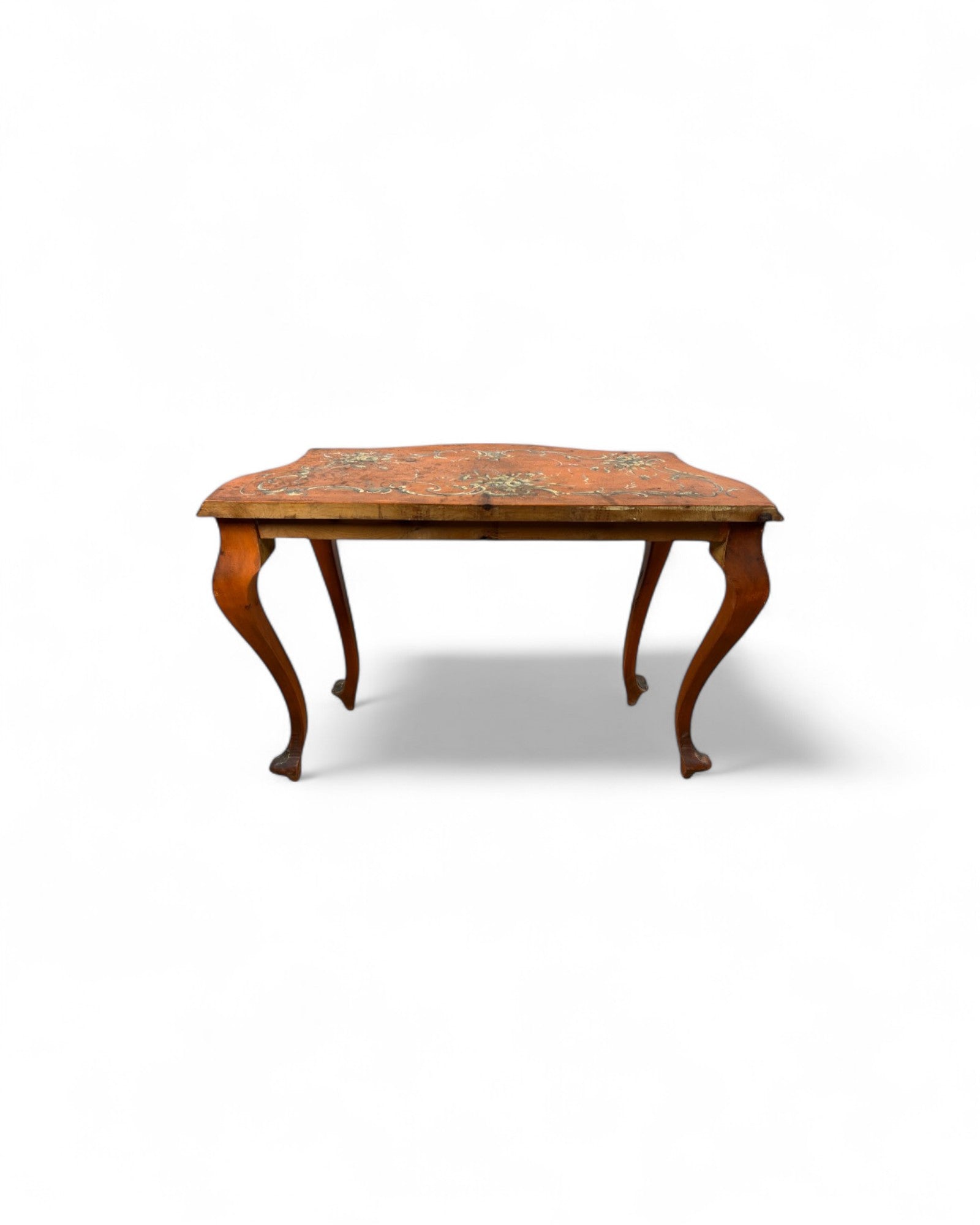 Venetian Limewood Orange Floral Console Table