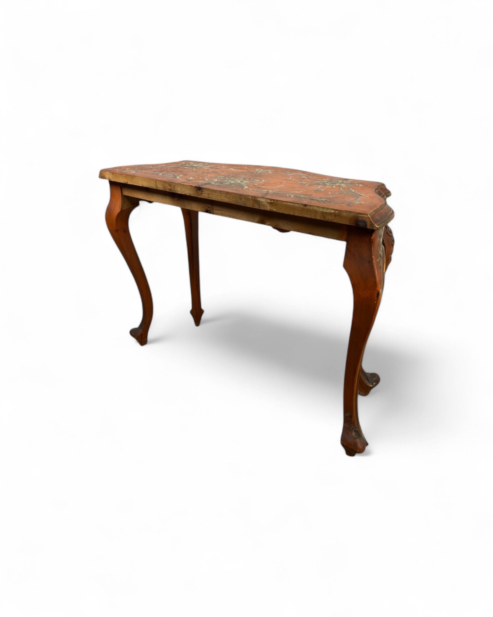 Venetian Limewood Orange Floral Console Table