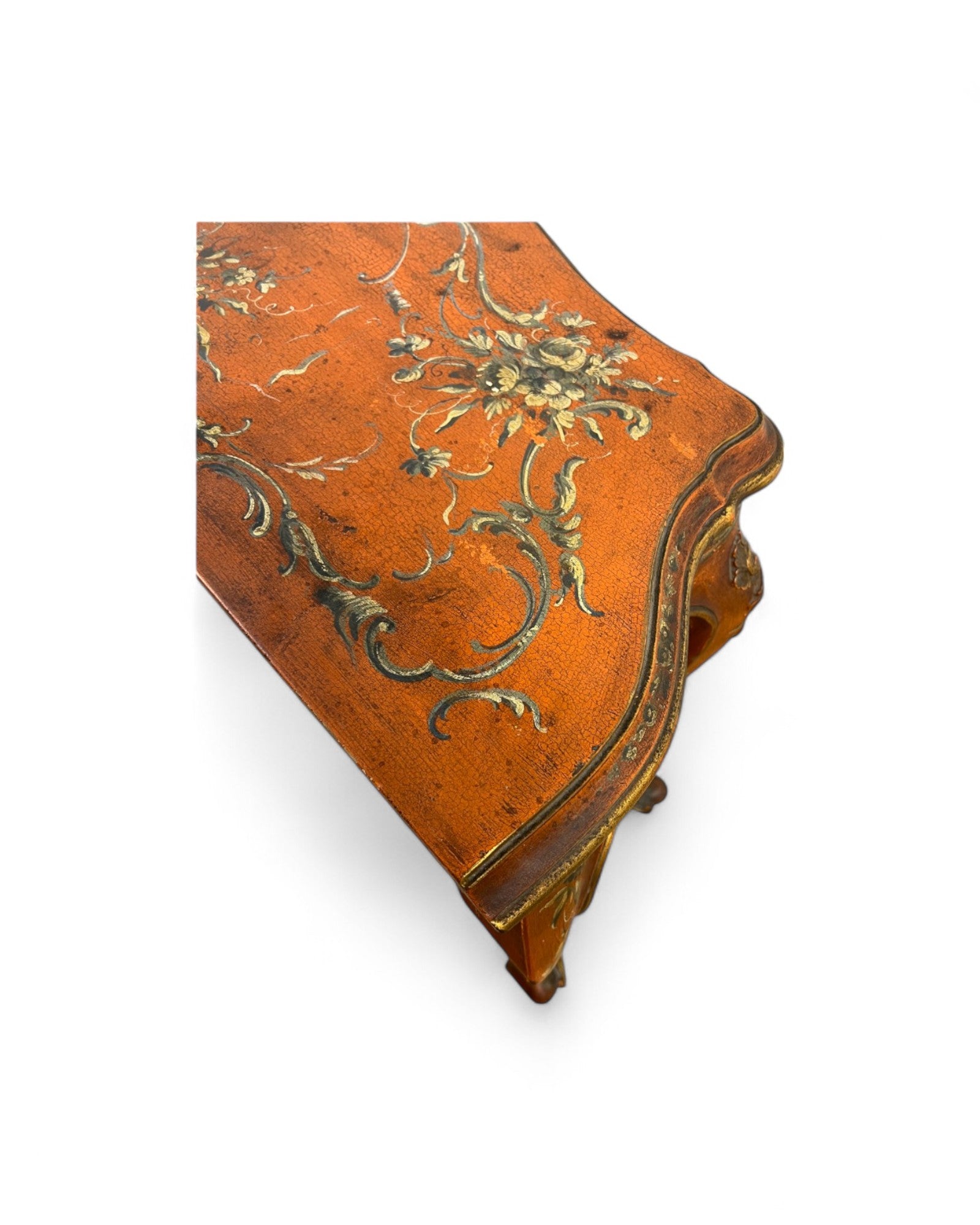 Venetian Limewood Orange Floral Console Table