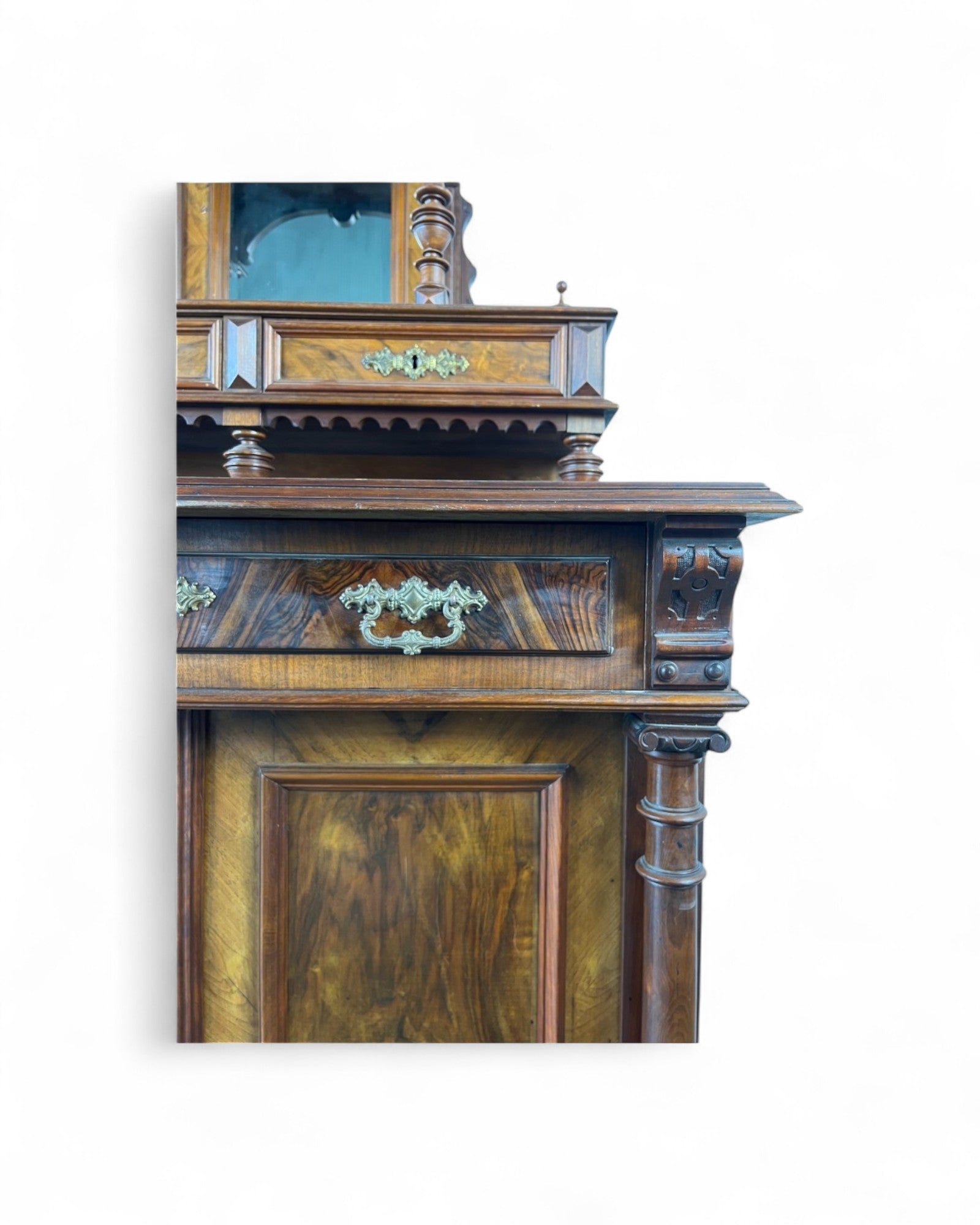 Renaissance Architectural Walnut Columned Cabinet