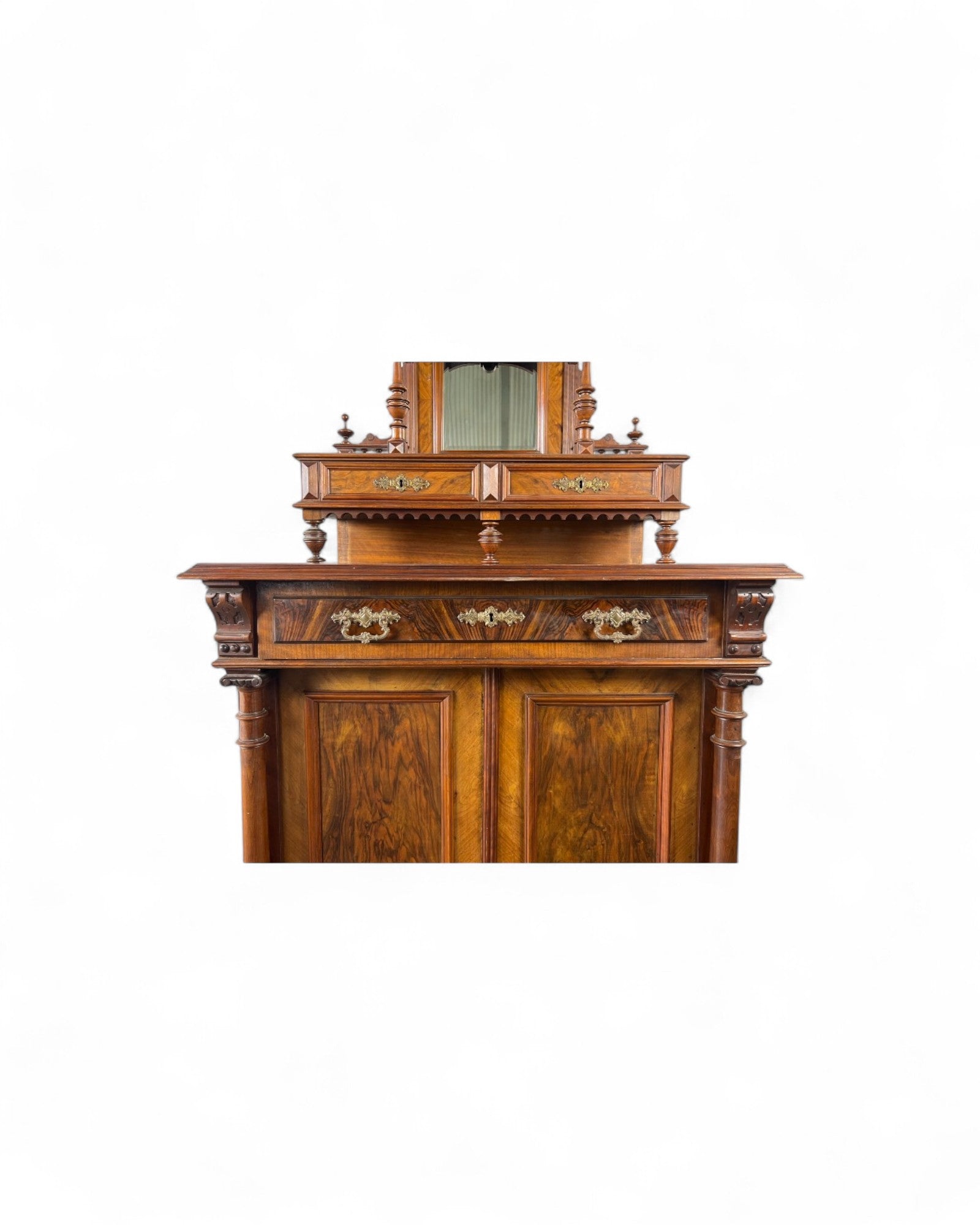 Renaissance Architectural Walnut Columned Cabinet