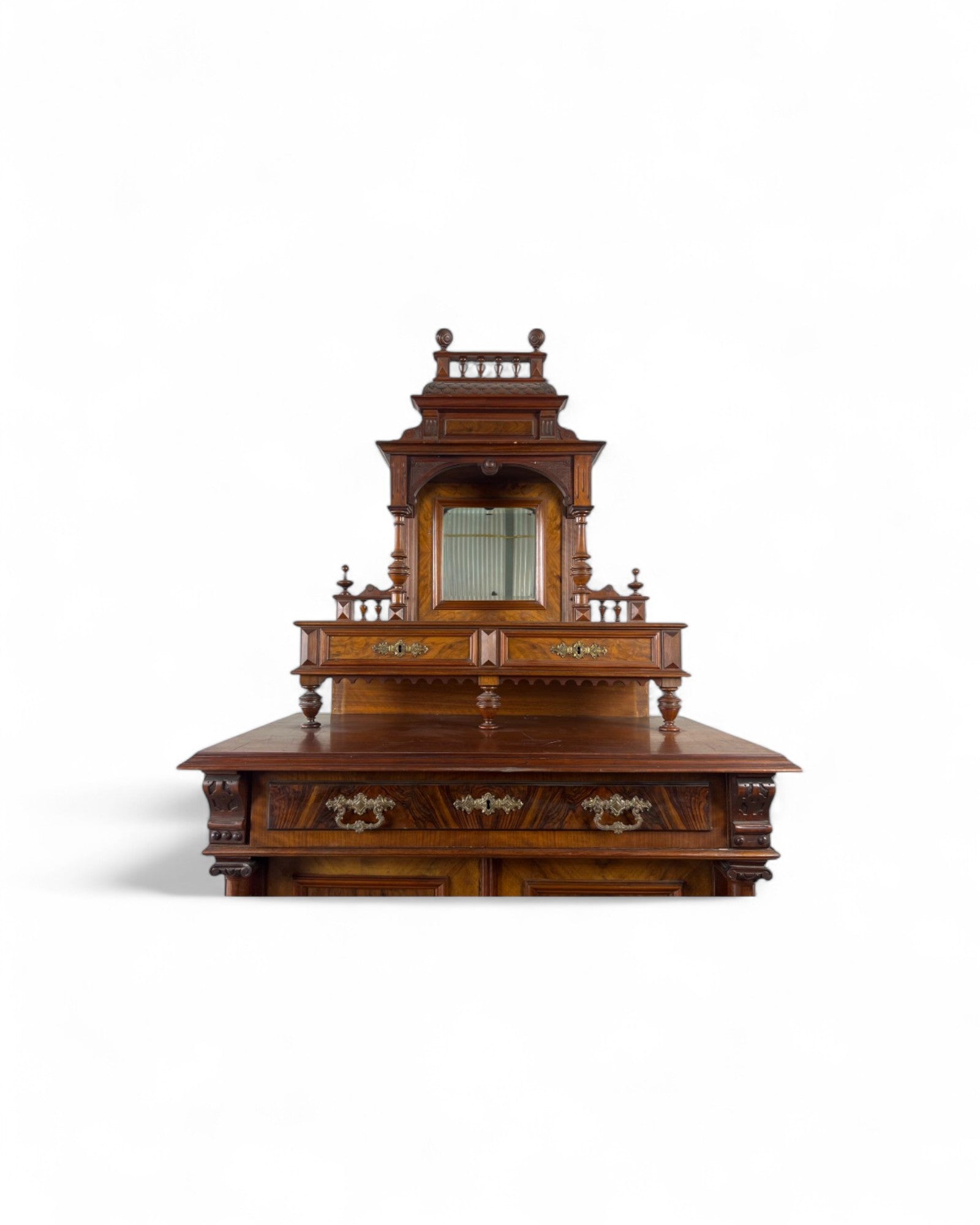 Renaissance Architectural Walnut Columned Cabinet