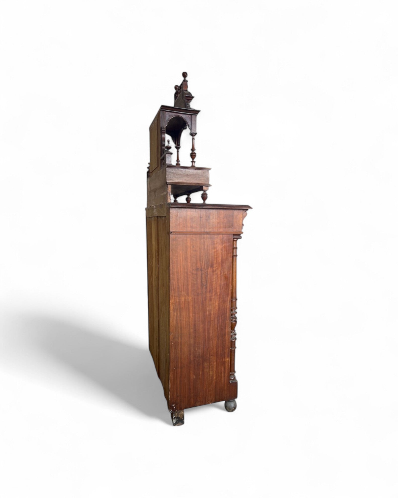 Renaissance Architectural Walnut Columned Cabinet