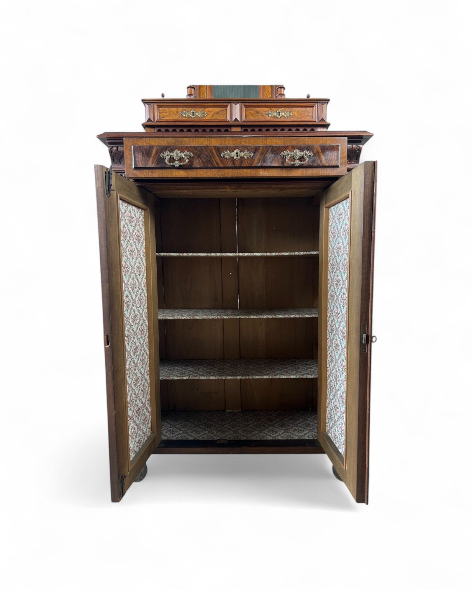 Renaissance Architectural Walnut Columned Cabinet