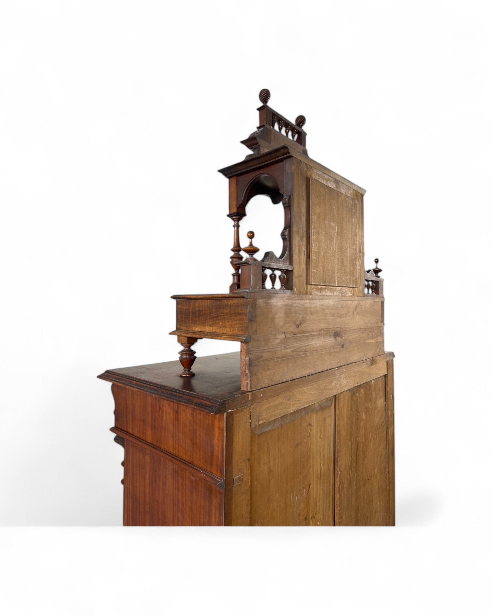 Renaissance Architectural Walnut Columned Cabinet