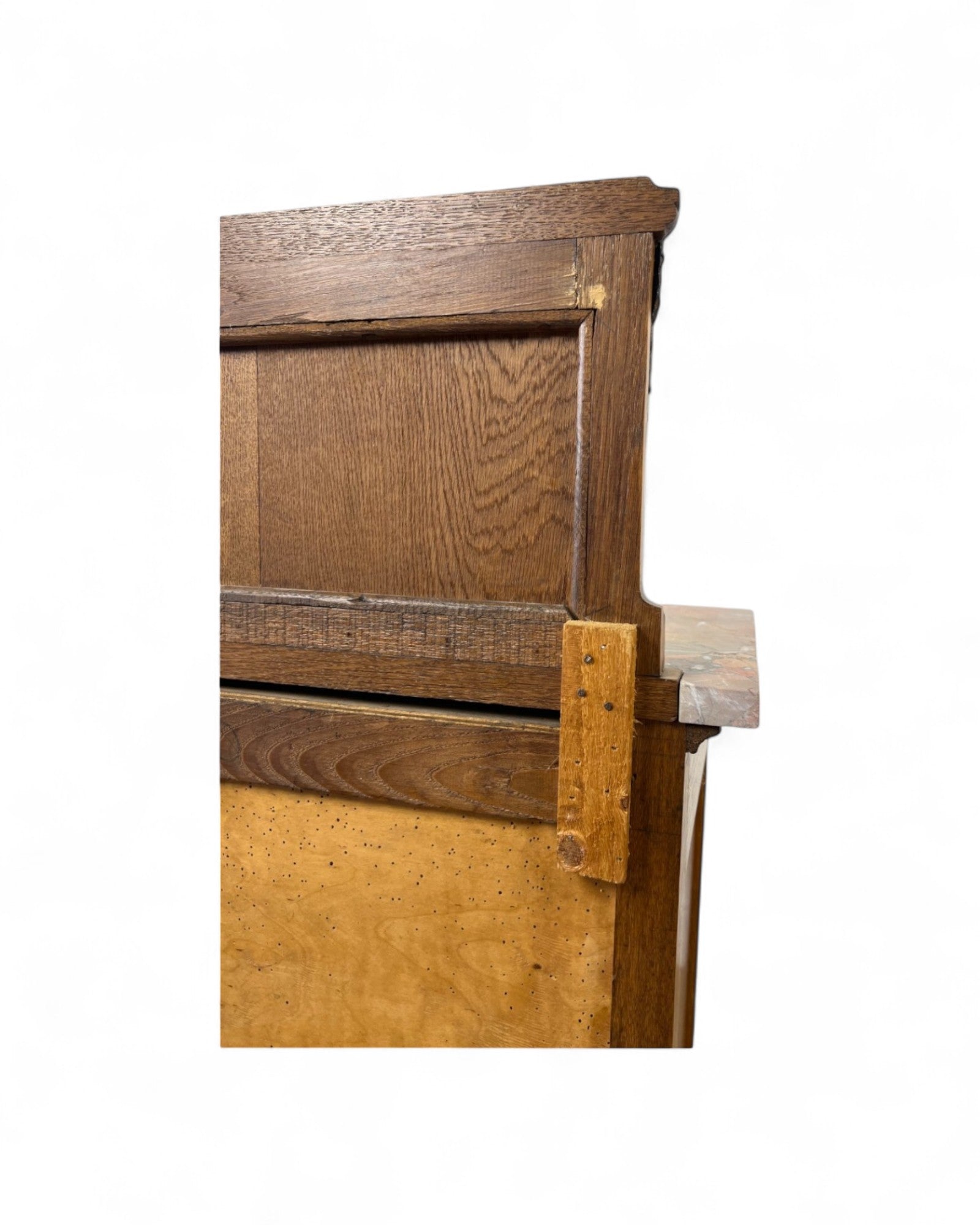 Pair of Provincial Oak Louis XVI Marble Top Nightstands