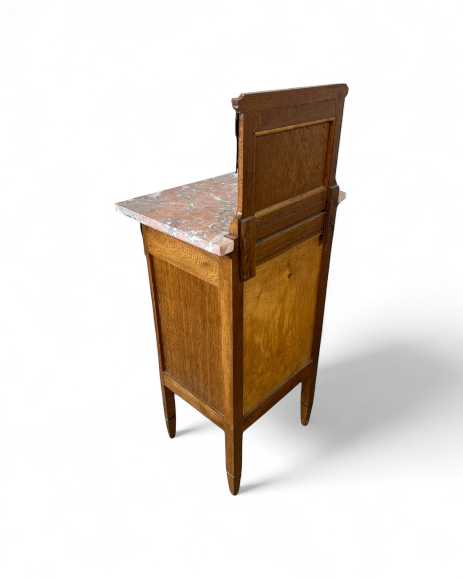 Pair of Provincial Oak Louis XVI Marble Top Nightstands