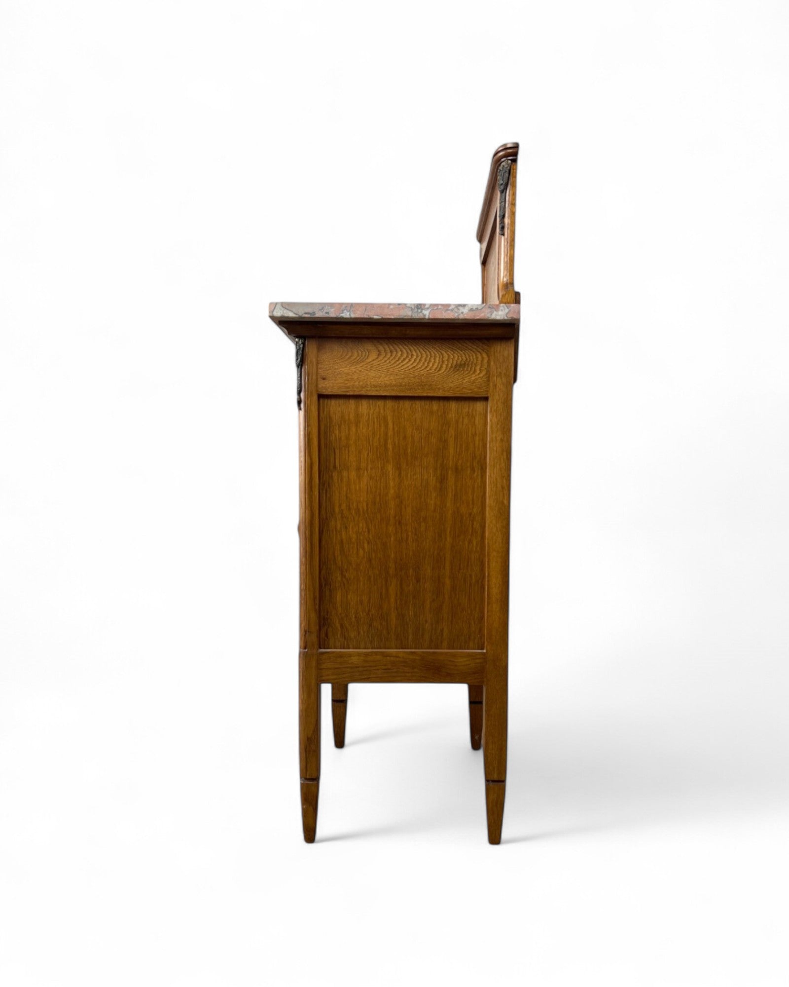 Pair of Provincial Oak Louis XVI Marble Top Nightstands