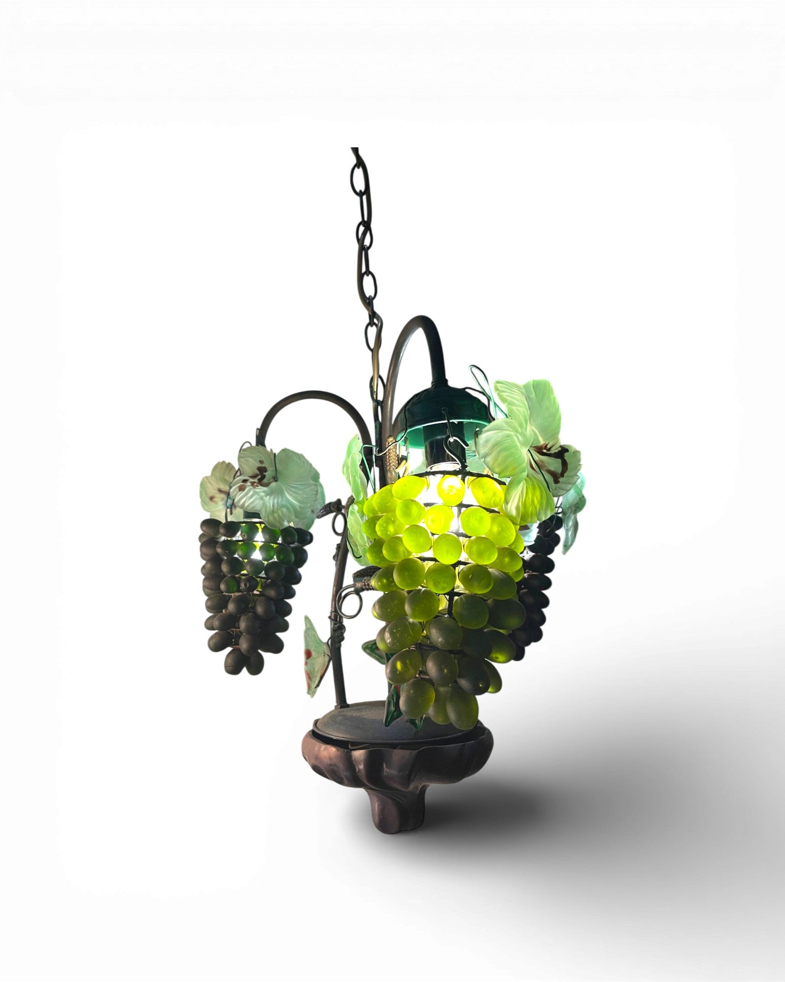 3 - Light Murano Grape Clusters With Glass Leaves Chandelier - Surround Living - 3