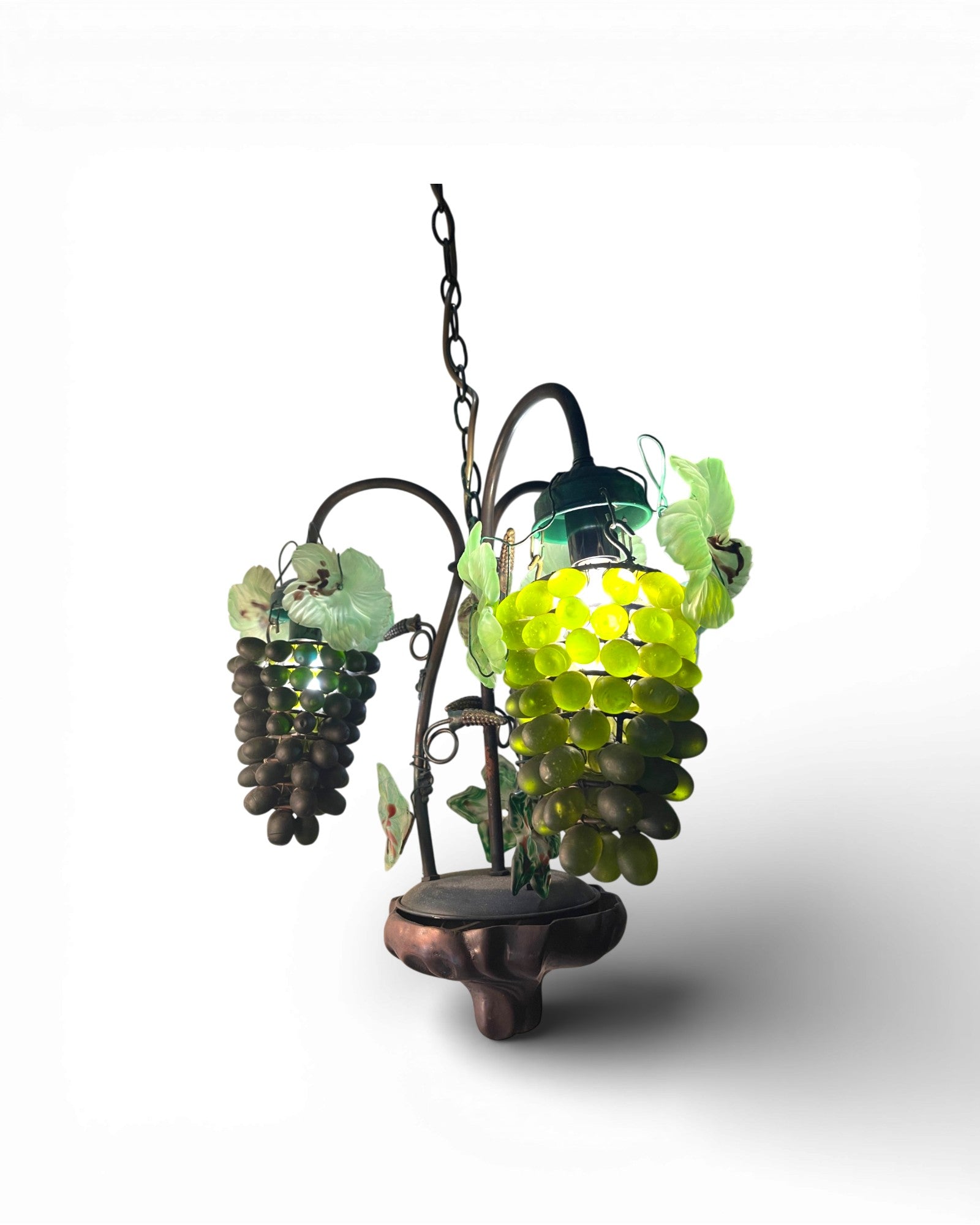 3 - Light Murano Grape Clusters With Glass Leaves Chandelier - Surround Living - 4