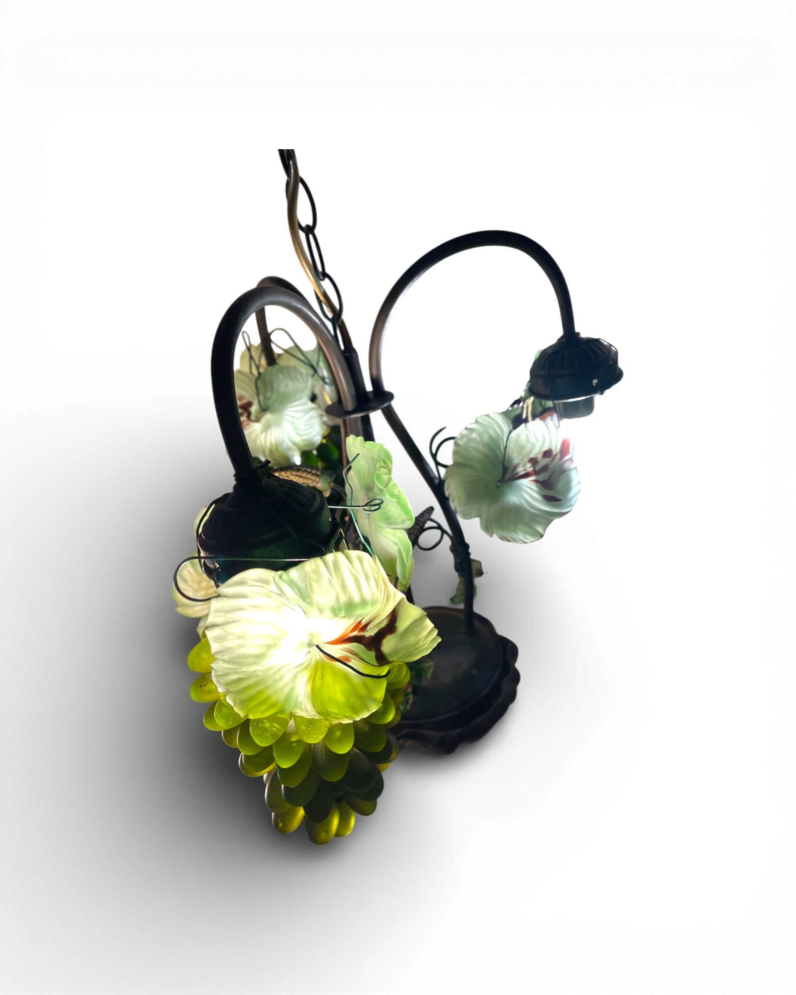 3 - Light Murano Grape Clusters With Glass Leaves Chandelier - Surround Living - 5