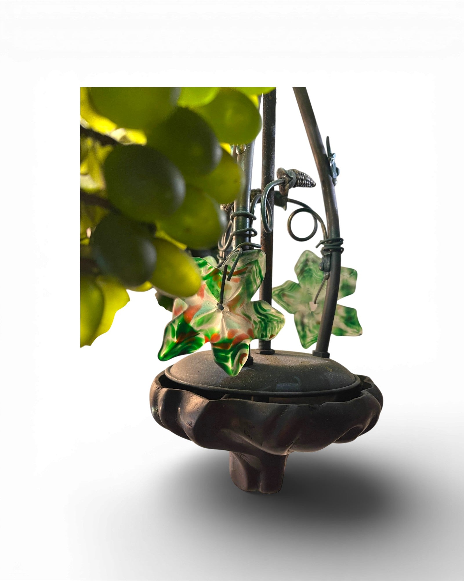 3 - Light Murano Grape Clusters With Glass Leaves Chandelier - Surround Living - 7