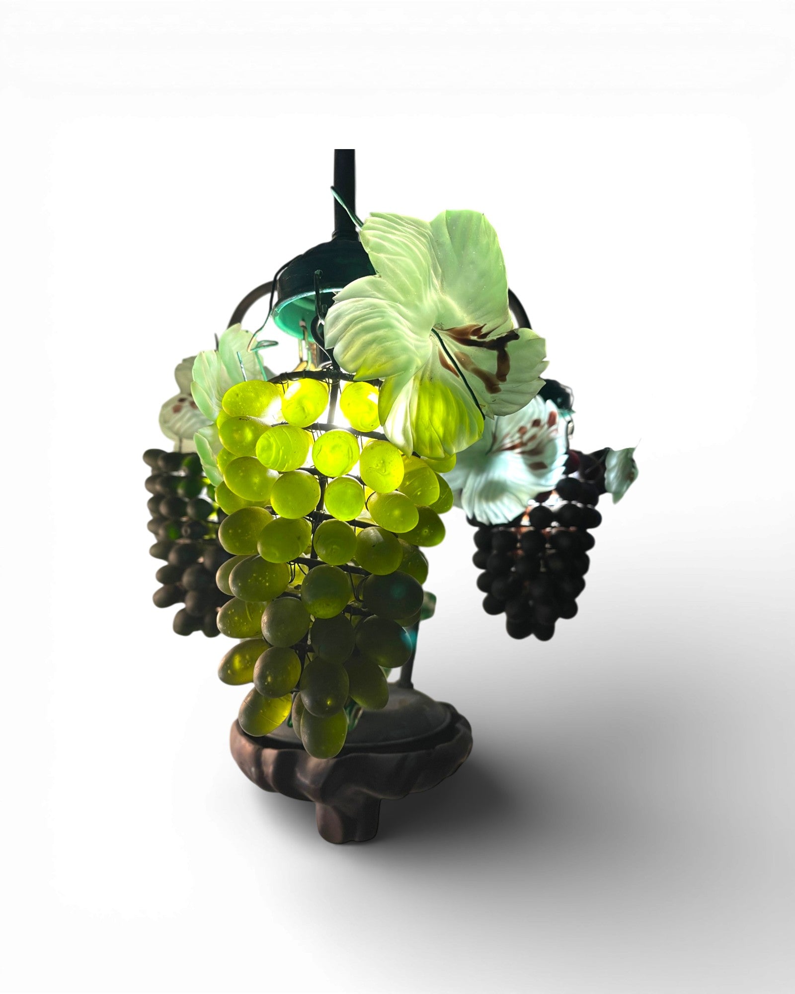 3 - Light Murano Grape Clusters With Glass Leaves Chandelier - Surround Living - 8