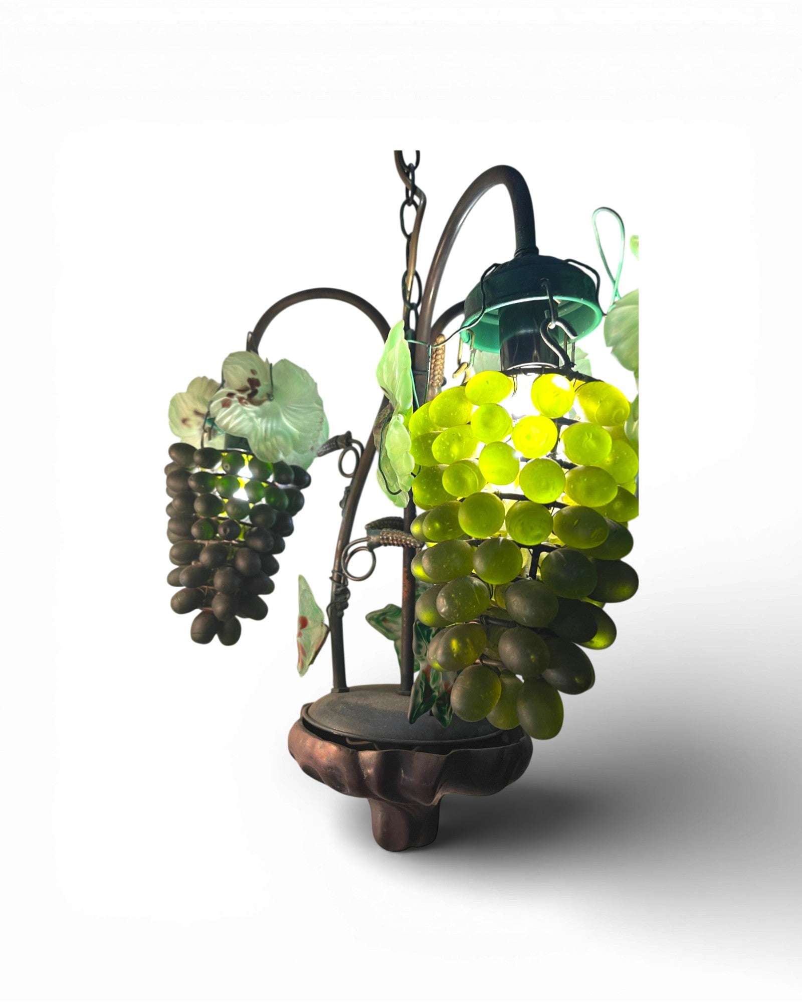 3 - Light Murano Grape Clusters With Glass Leaves Chandelier - Surround Living - 9