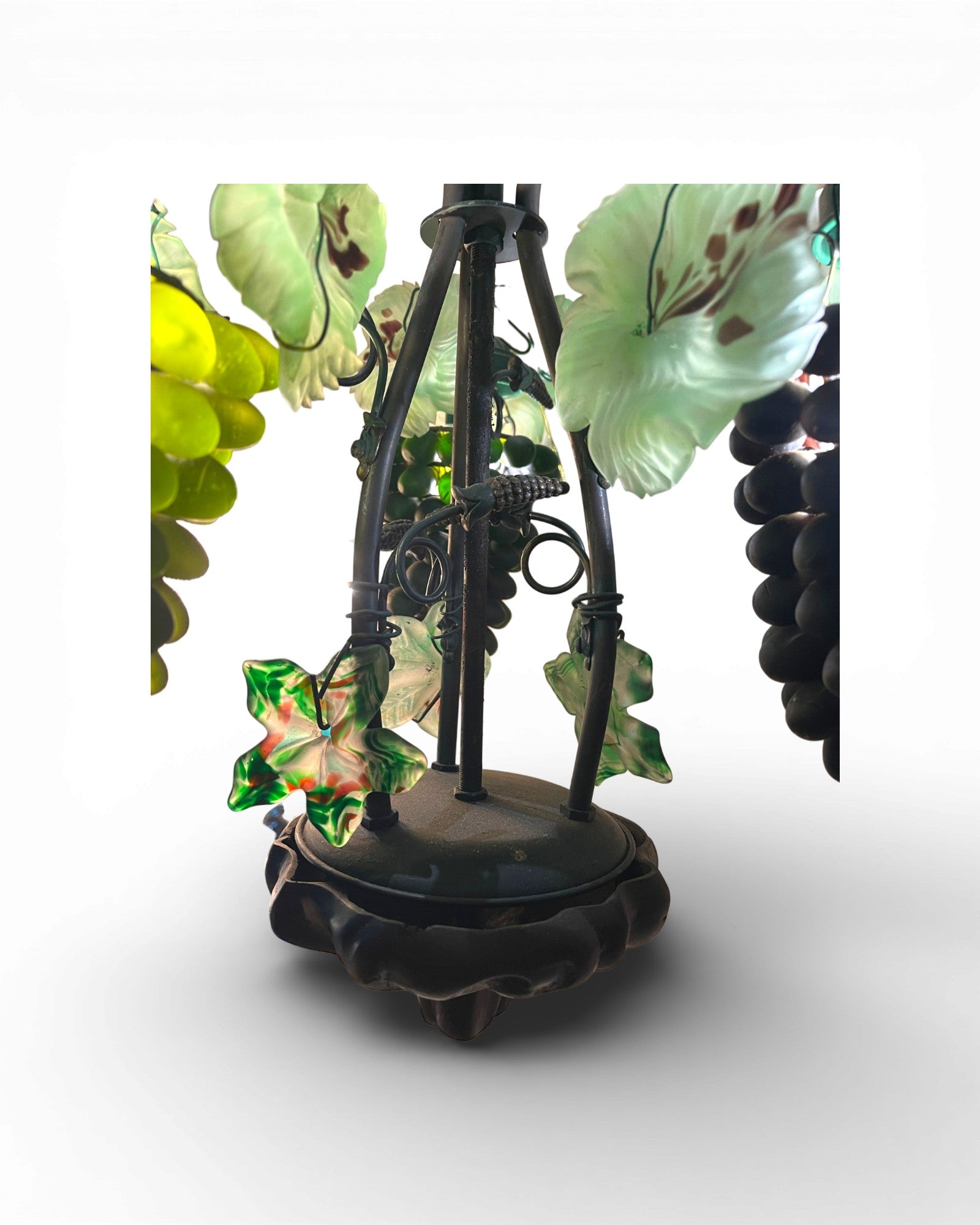 3 - Light Murano Grape Clusters With Glass Leaves Chandelier - Surround Living - 12