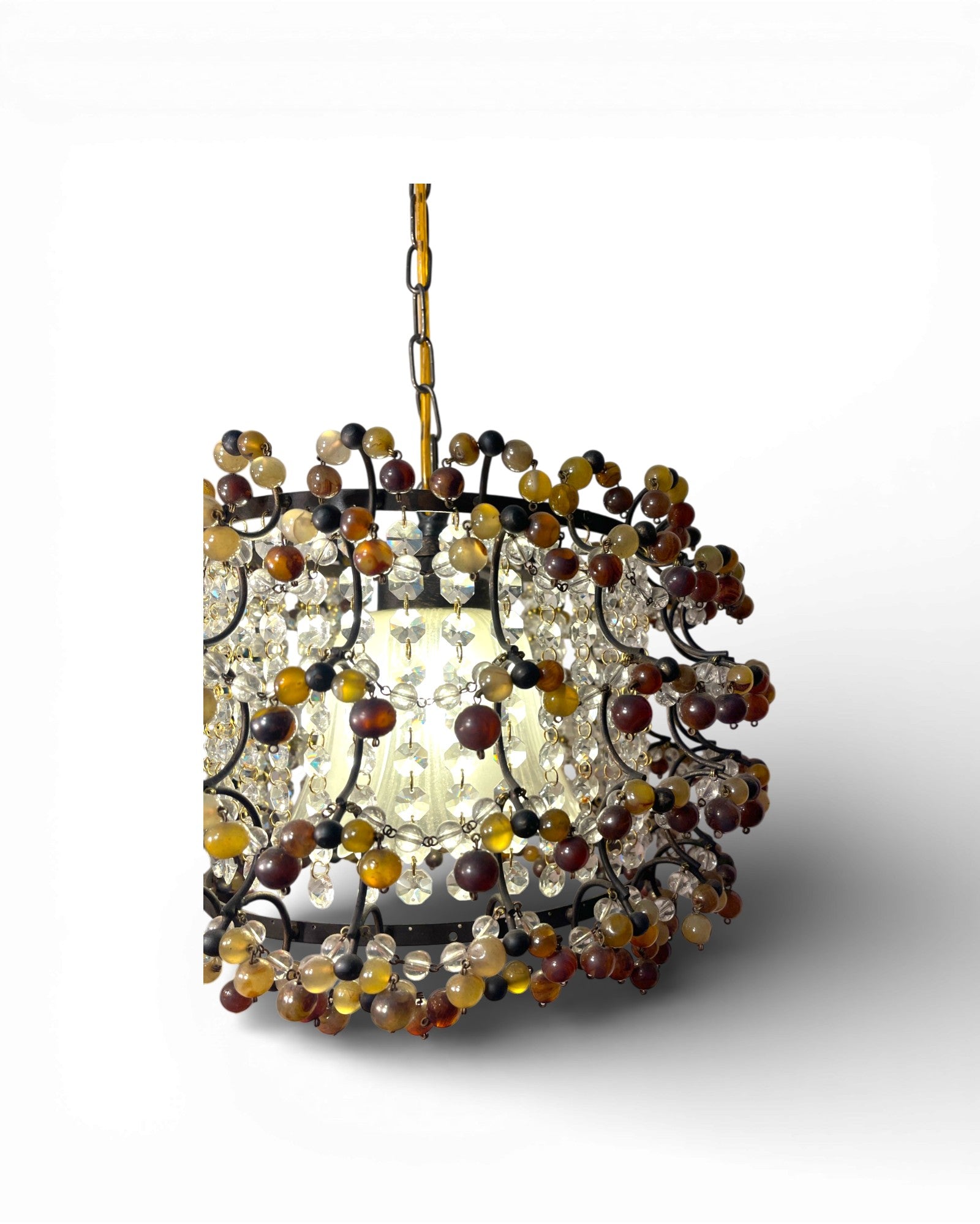 Bohemian Circular Glass - Beaded and Crystal Pendant - Surround Living - 6