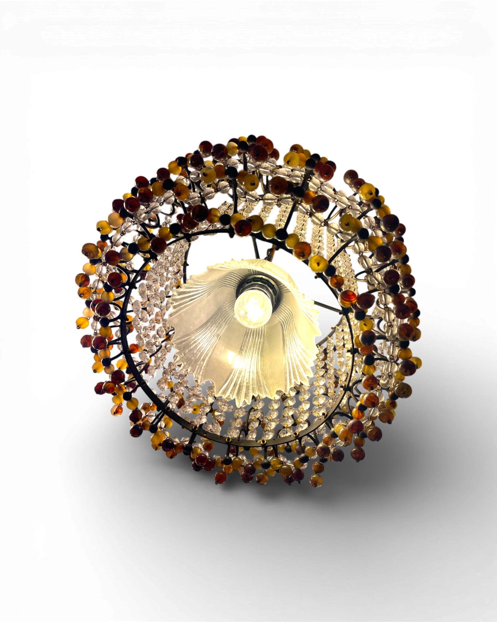 Bohemian Circular Glass - Beaded and Crystal Pendant - Surround Living - 10
