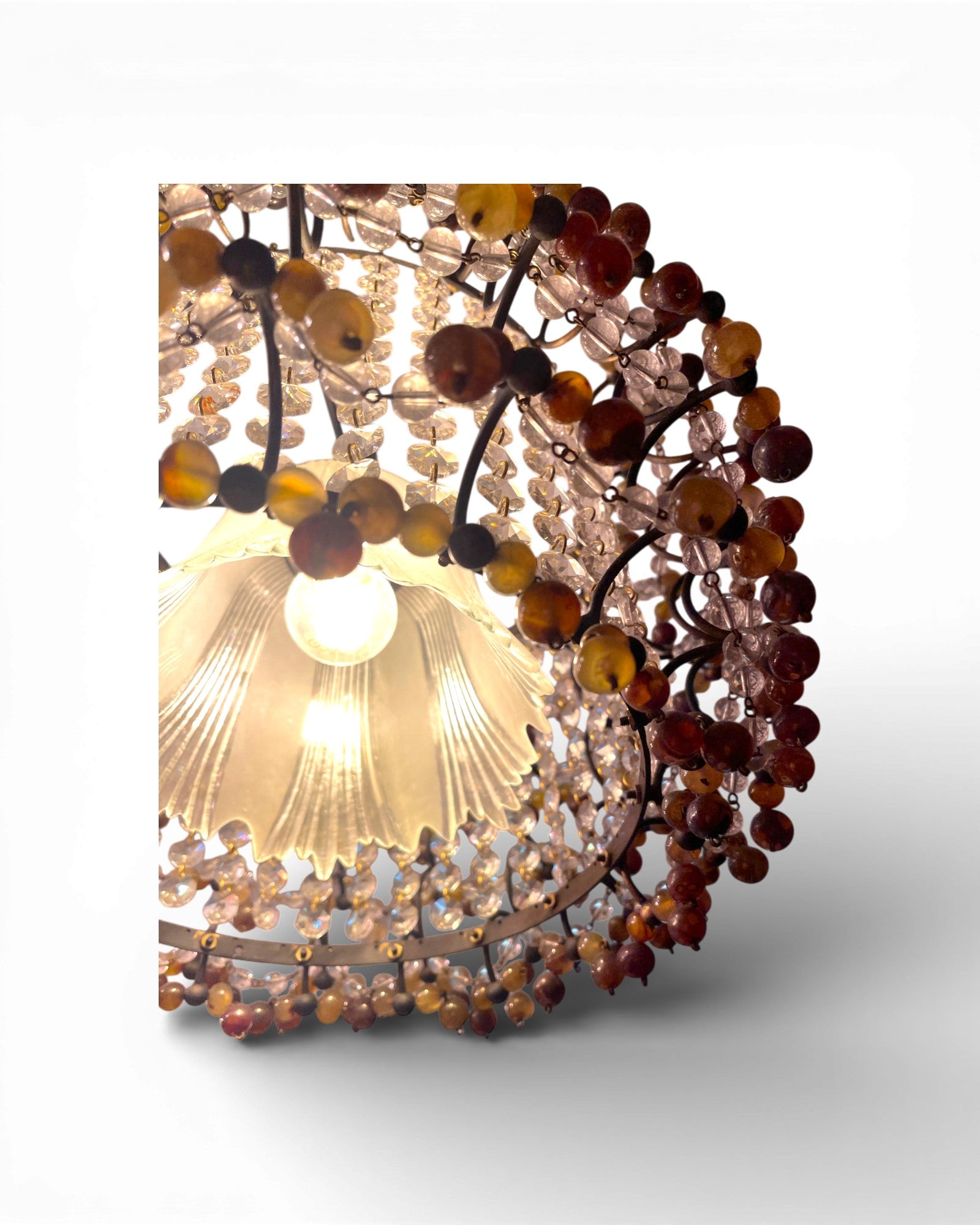 Bohemian Circular Glass - Beaded and Crystal Pendant - Surround Living - 11