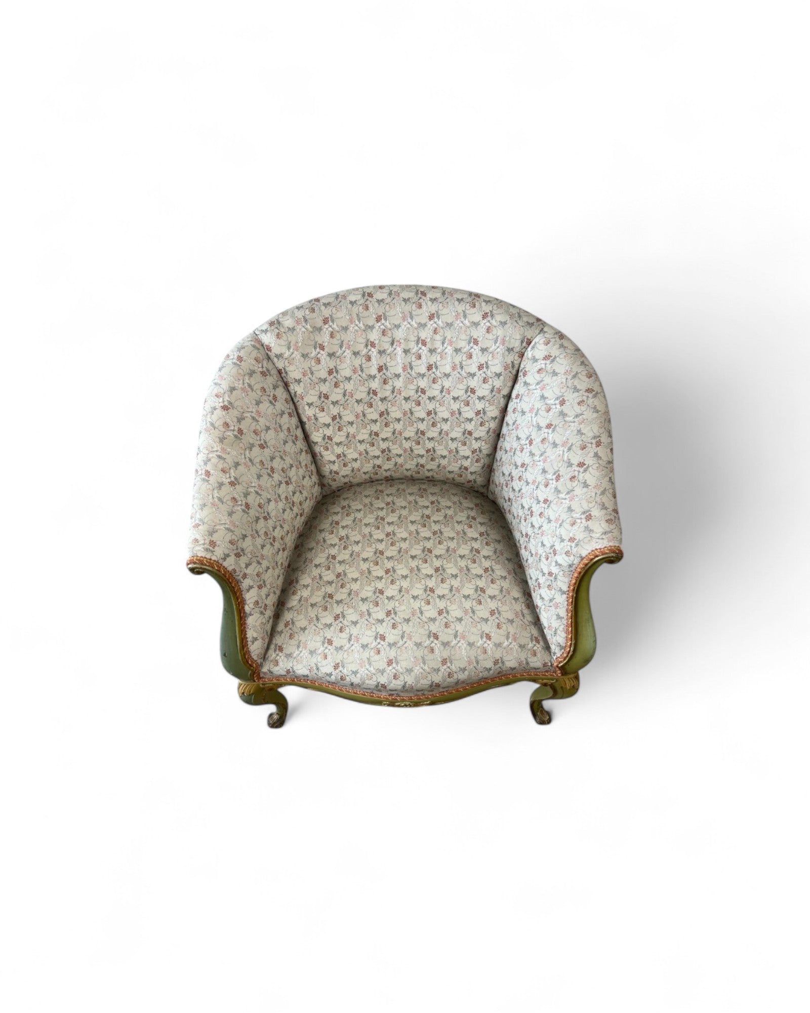 Pair of Louis XVI Green & Floral Tub Chairs