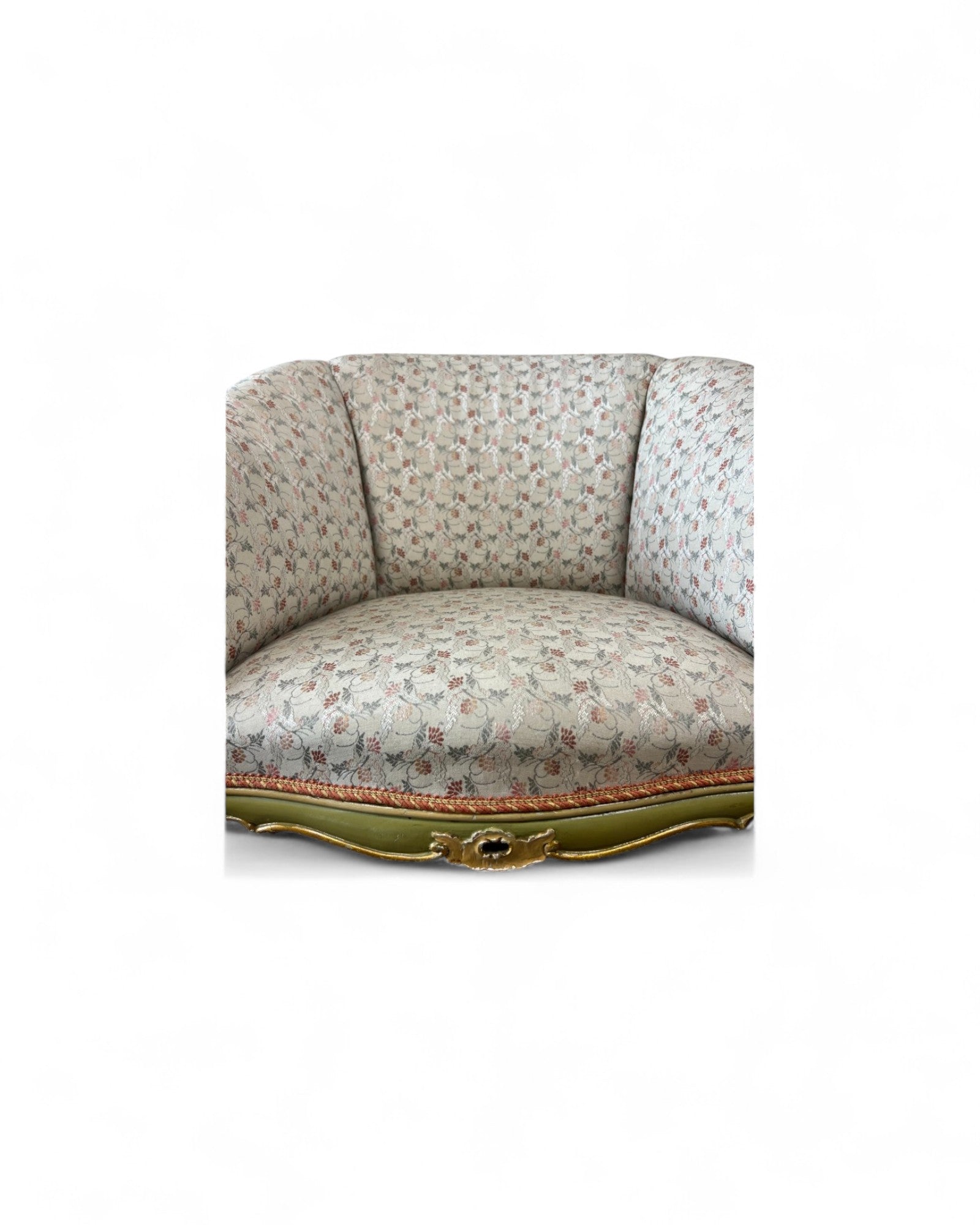 Pair of Louis XVI Green & Floral Tub Chairs